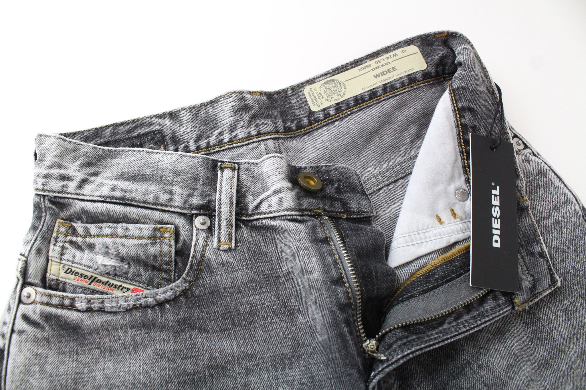 Diesel WIDEE 8880X W24/L30 Grey Cotton Straight Jeans 69498 Size 24" / US 00 / IT 34 - 3 Thumbnail