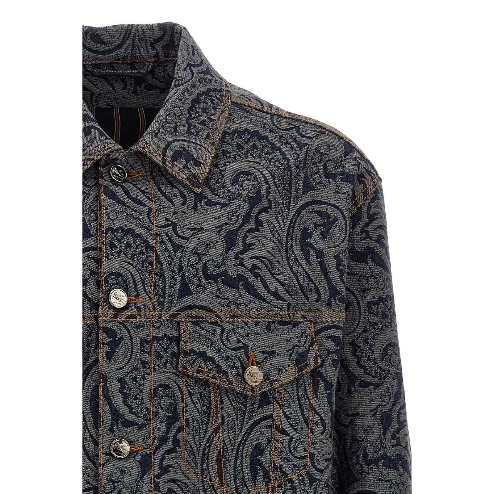 Etro ETRO Parsley Blue Denim Jacket New & Authentic (Men's size:X Size US XL / EU 56 / 4 - 3 Thumbnail