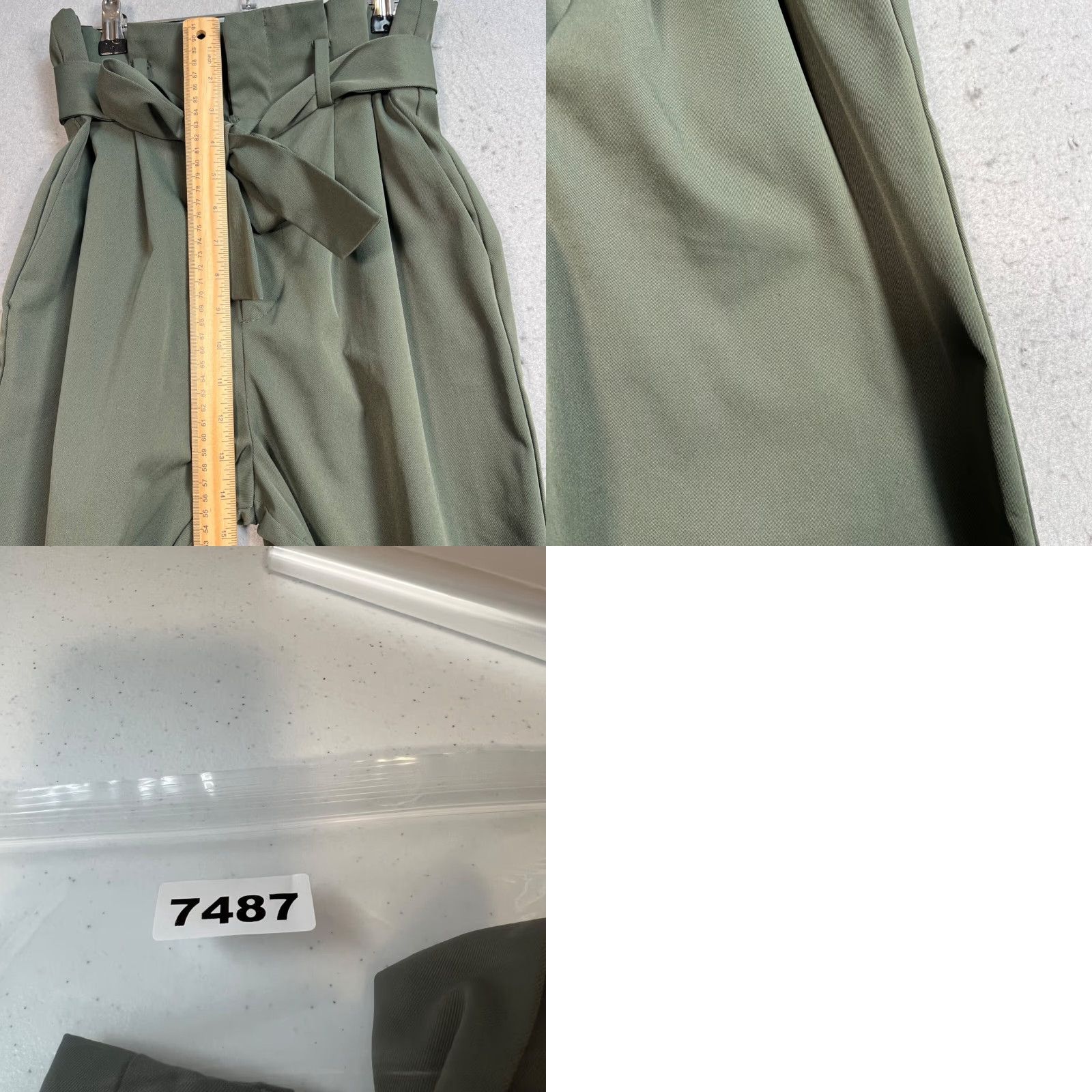 H&M VINTAGE H&M Pants Womens 6 Paperbag High-Waisted Olive Green Pleated Tie Belt & Pleated Size 28" / US 6 / IT 42 - 8 Thumbnail