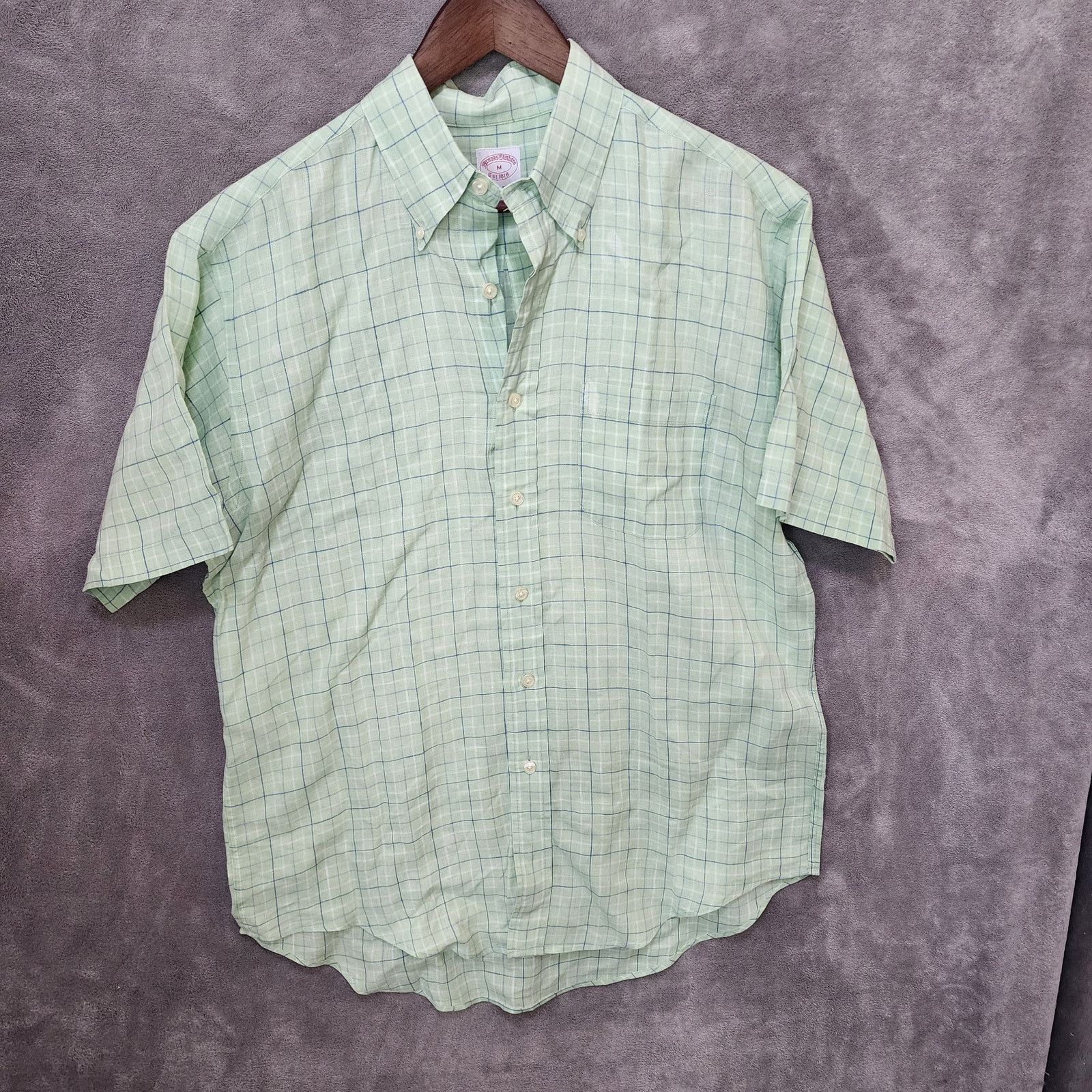 Brooks Brothers Brooks Brothers Men's Medium Plaid Linen Shirt Size US M / EU 48-50 / 2 - 1 Thumbnail
