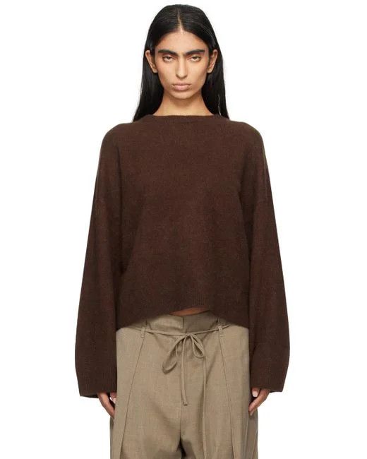 Loulou de Saison o1s22i1n1024 Wool Blend Pullover Sweater in Brown Size S / US 4 / IT 40 - 1 Thumbnail