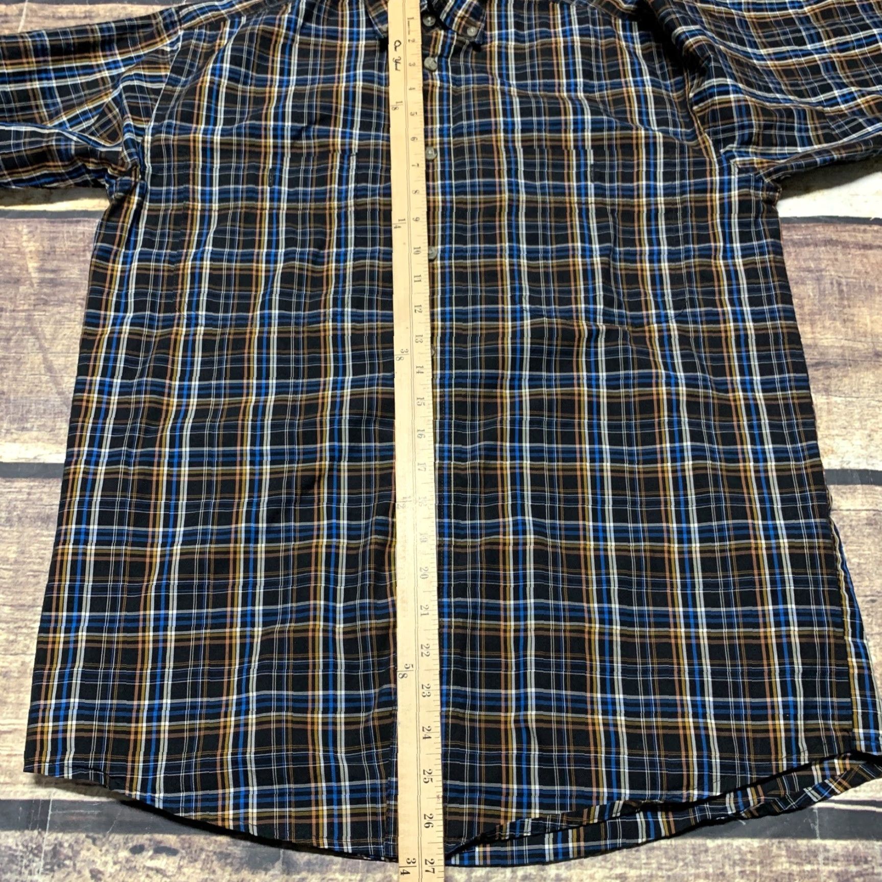 Wrangler Wrangler Mens Button Down Western Shirt Blue Black Plaid Size Medium Long Sleeve Size US M / EU 48-50 / 2 - 4 Thumbnail