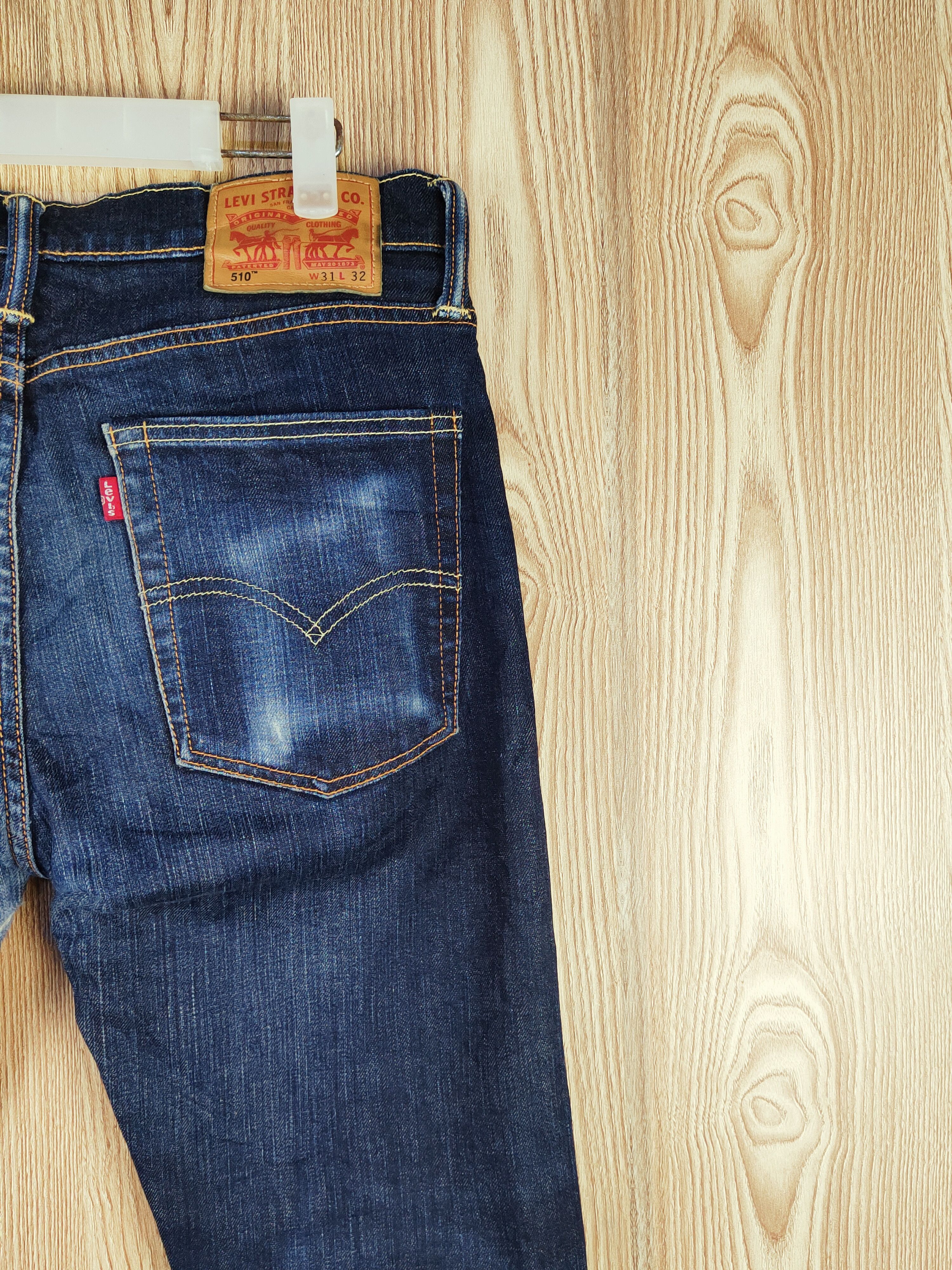 Levi's 510 Levi's Dark Blue Distressed Ripped Skinny Jeans #S2711 Size US 31 - 13 Thumbnail
