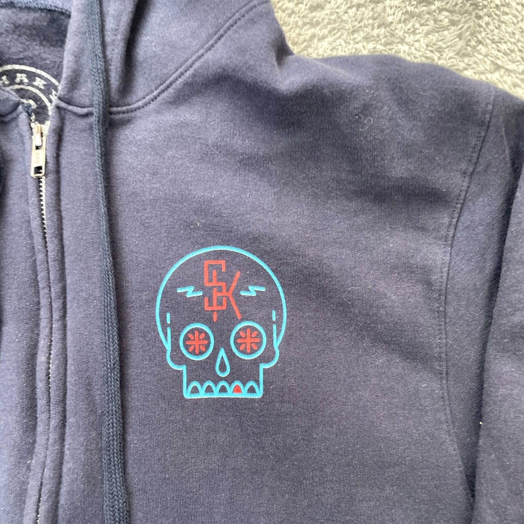 Vintage Shaky Laundry Shaky Knees Hoodie Mens M Blue Graphic Print Full Zip Hooded Pockets Lined Front Zip Size US M / EU 48-50 / 2 - 4 Thumbnail