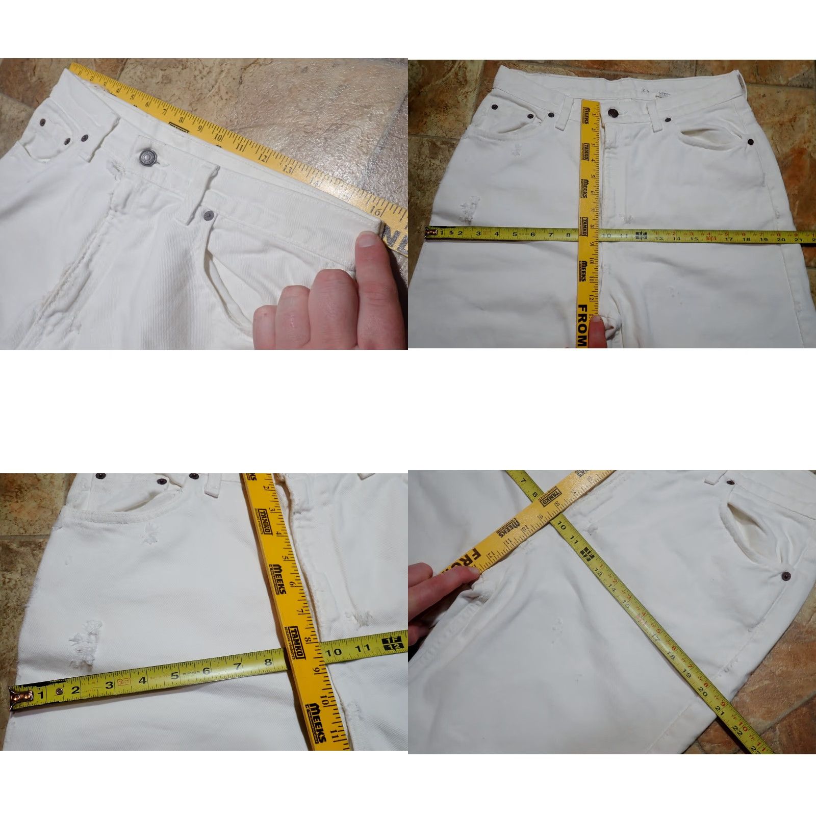 Levi's Vintage Levi's Women's Size 14 32x30 White Tapered Fit Distressed Denim Jeans Made in USA Size 36" / US 14 / IT 50 - 8 Thumbnail