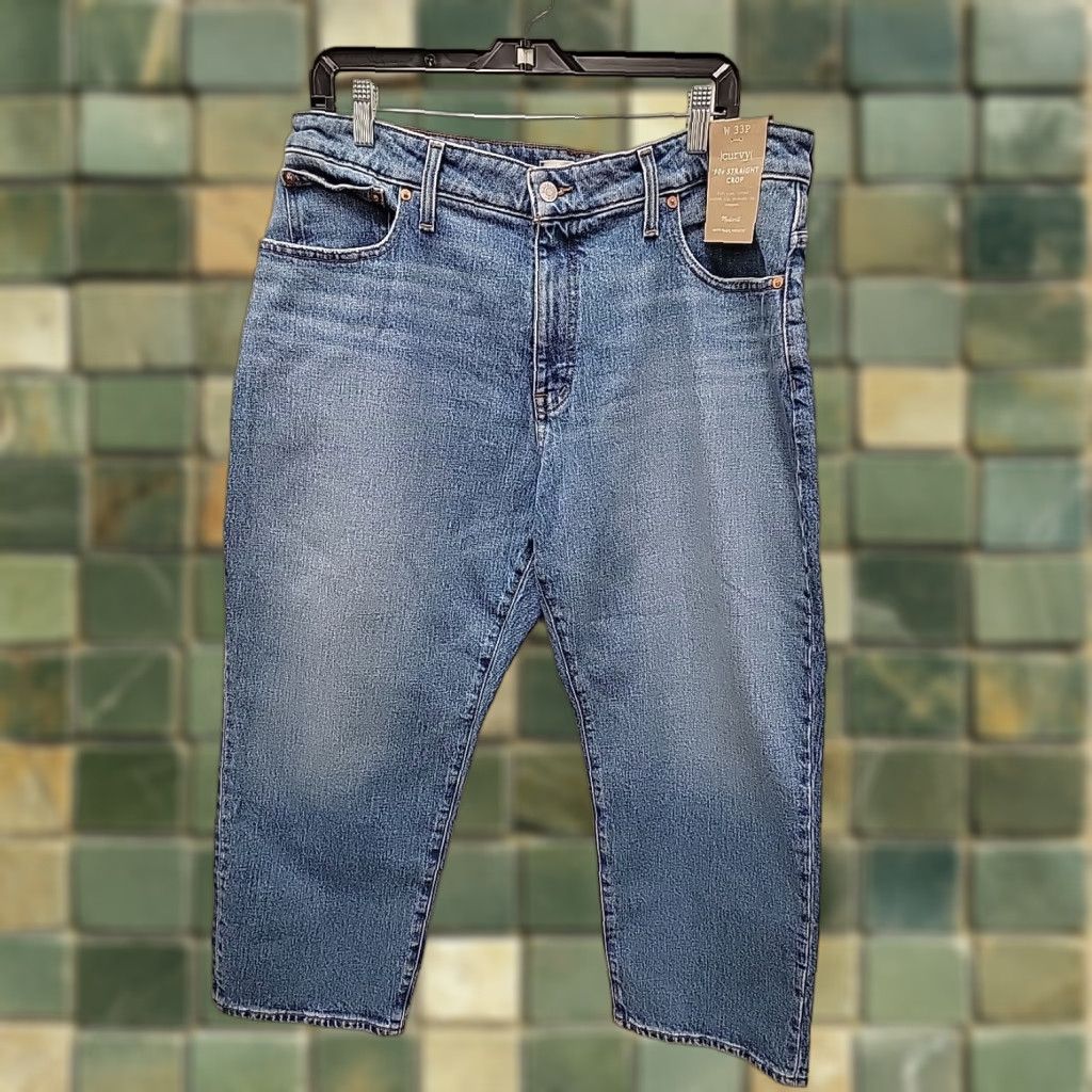 Madewell Madewell Jeans Womens 33P Curvy 90s Straight Crop Pockets Blue Denim Jeans Size 24" / US 00 / IT 34 - 1 Thumbnail