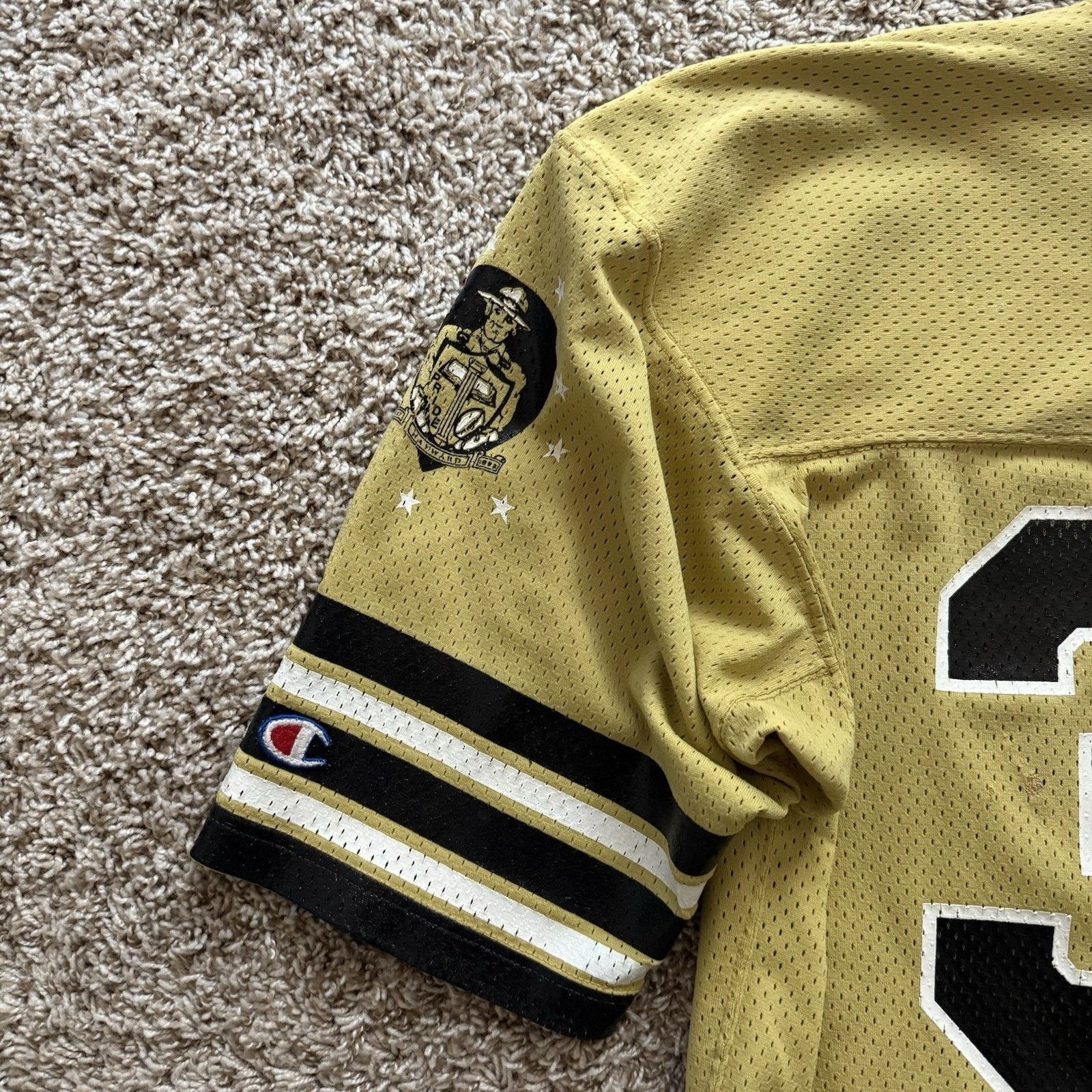 Champion × Vintage Vintage 80’s Champion Cropped Football Jersey Yellow Black Size US L / EU 52-54 / 3 - 9 Thumbnail