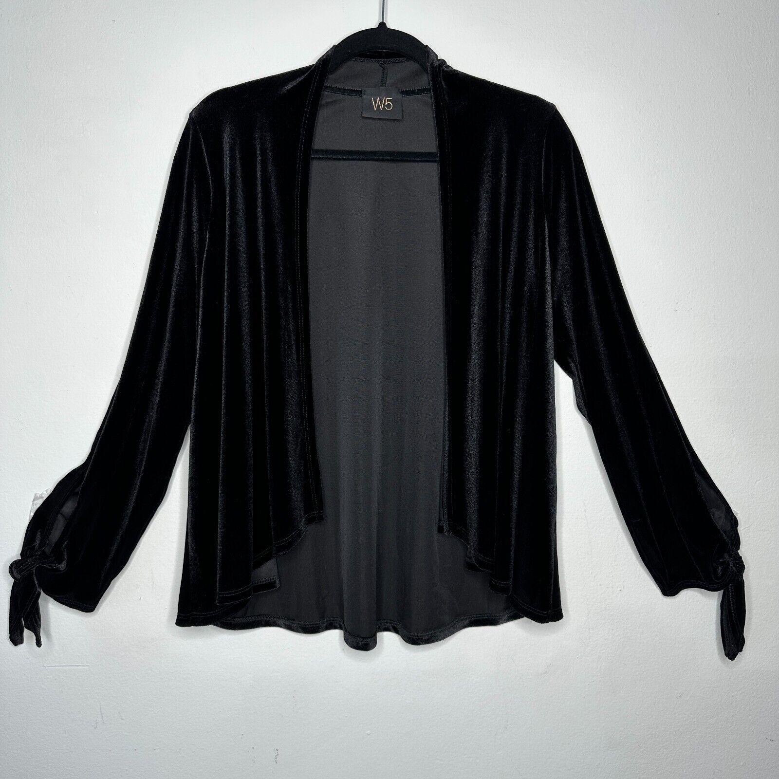 Other Jet Black Velvet Waterfall Open Cardigan Long Sleeve Ties M Size M / US 6-8 / IT 42-44 - 2 Thumbnail