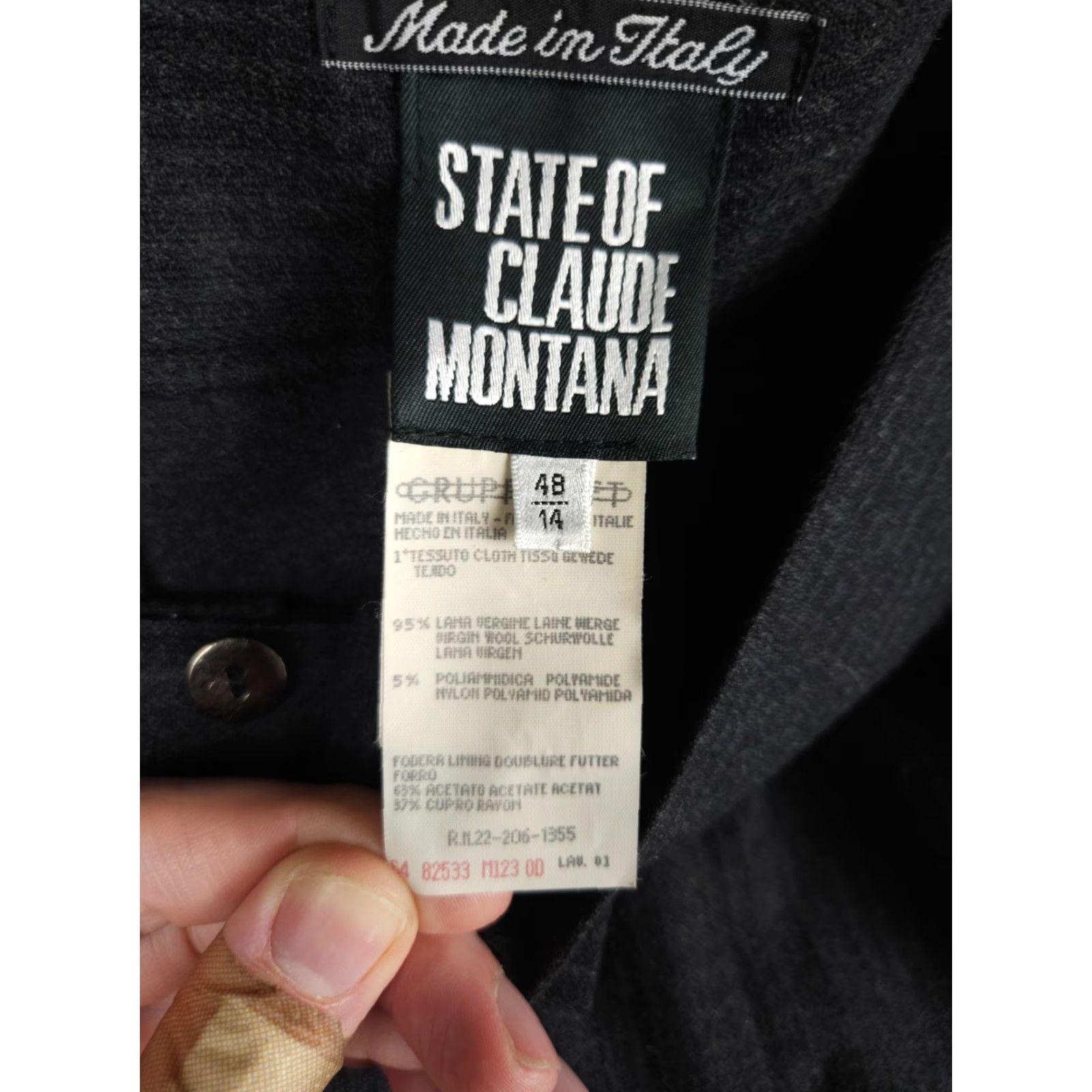 Claude Montana CLAUDE MONTANA Pants Women's 14 Gray Wool Blend High Rise Made Italy Straight Leg, Dress Pants, Vintage, 31" W Size 36" / US 14 / IT 50 - 3 Thumbnail