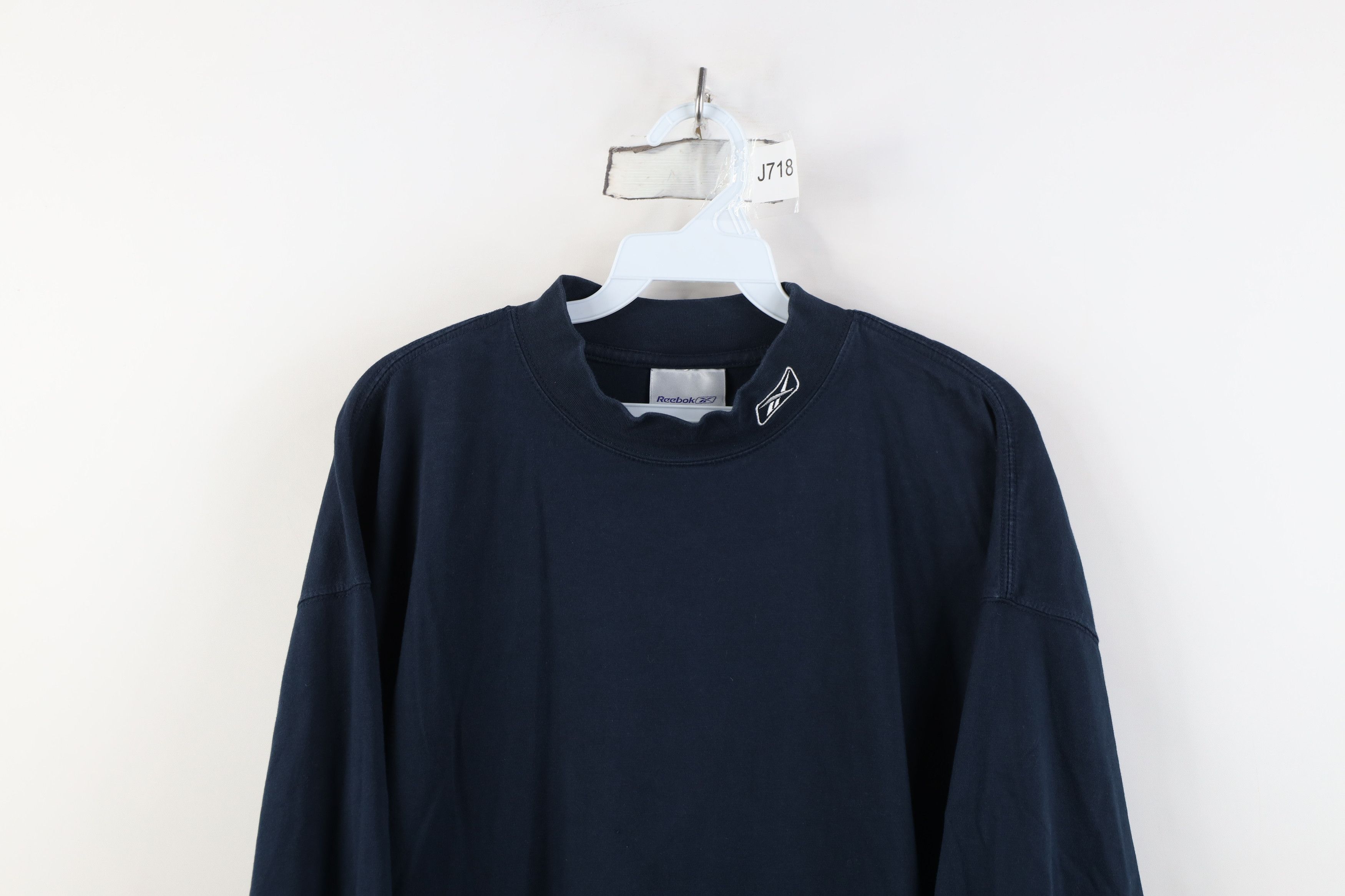 Reebok Vintage Y2K Reebok Logo Mock Neck Long Sleeve T-Shirt Blue Size US XL / EU 56 / 4 - 2 Thumbnail