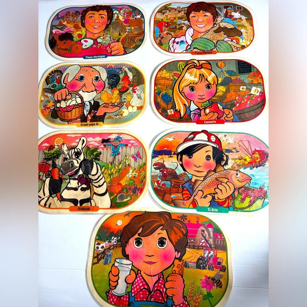 Designer Set of 7 Vintage Passe-Partout Canada Retro TV Placemats Size ONE SIZE - 1 Thumbnail