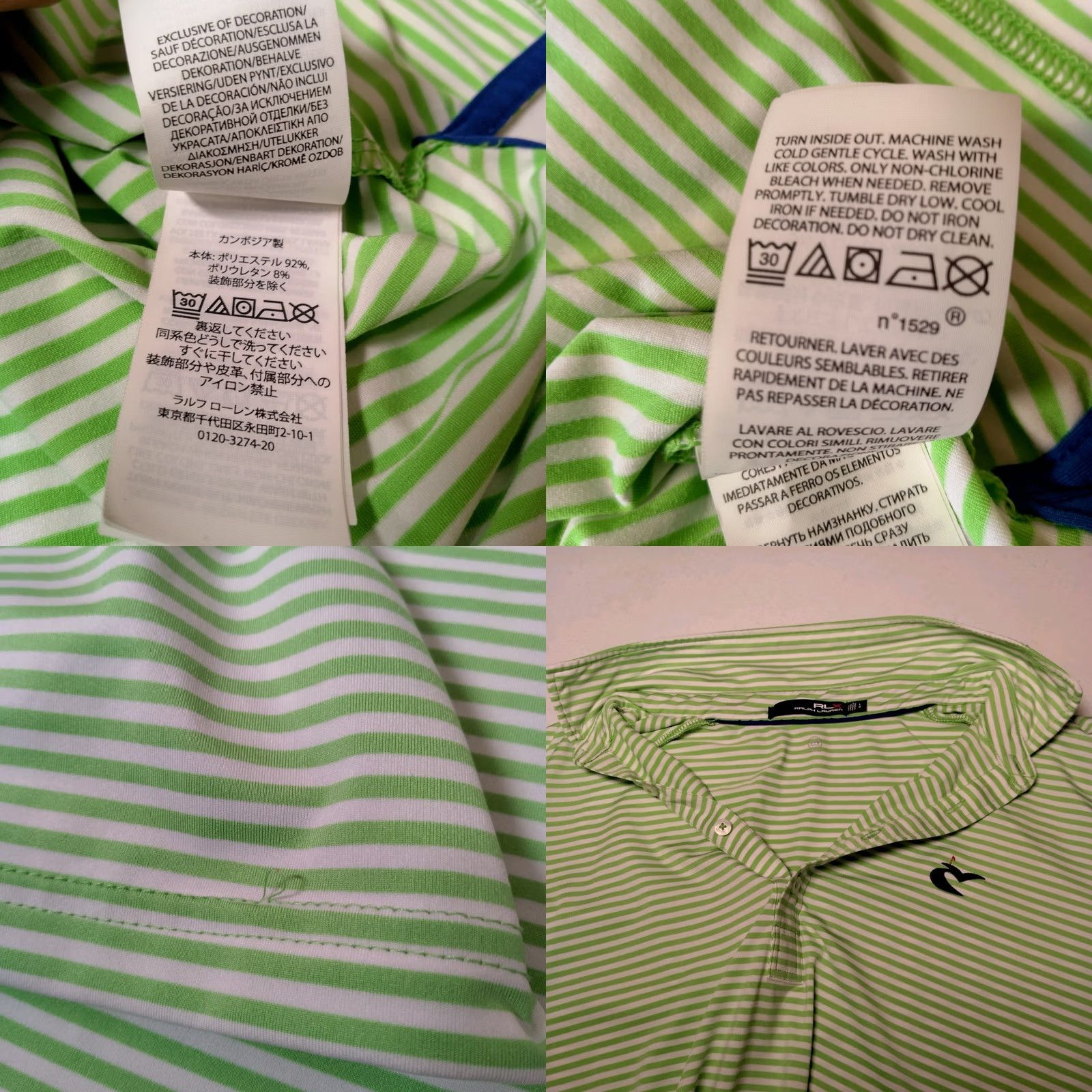 RLX Ralph Lauren Ralph Lauren RLX Polo Shirt Men L Green White Stripe Caves Valley Golf Club Embroidered Golf Polo Shirt Size US L / EU 52-54 / 3 - 10 Thumbnail