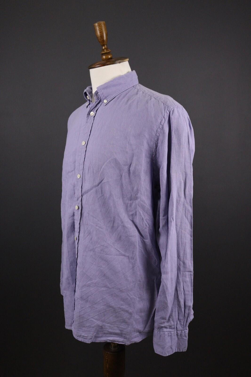 Designer Hackett London Slim Fit Linen Oxford Shirt Size XXL /2XL Size US XXL / EU 58 / 5 - 4 Thumbnail