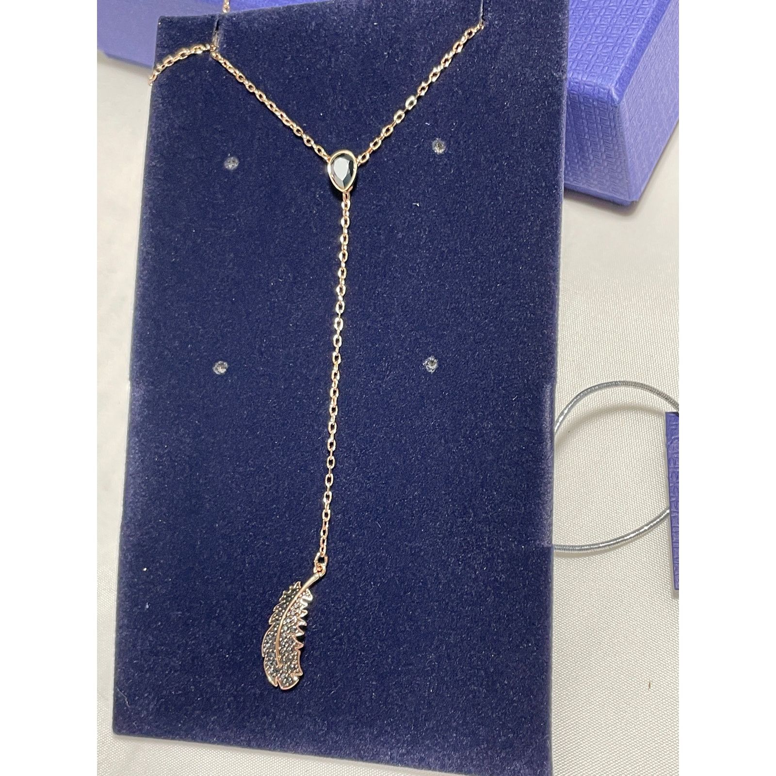 Swarovski Swarovski Feather Y shape necklace in Rose Gold Plated Size ONE SIZE - 4 Thumbnail