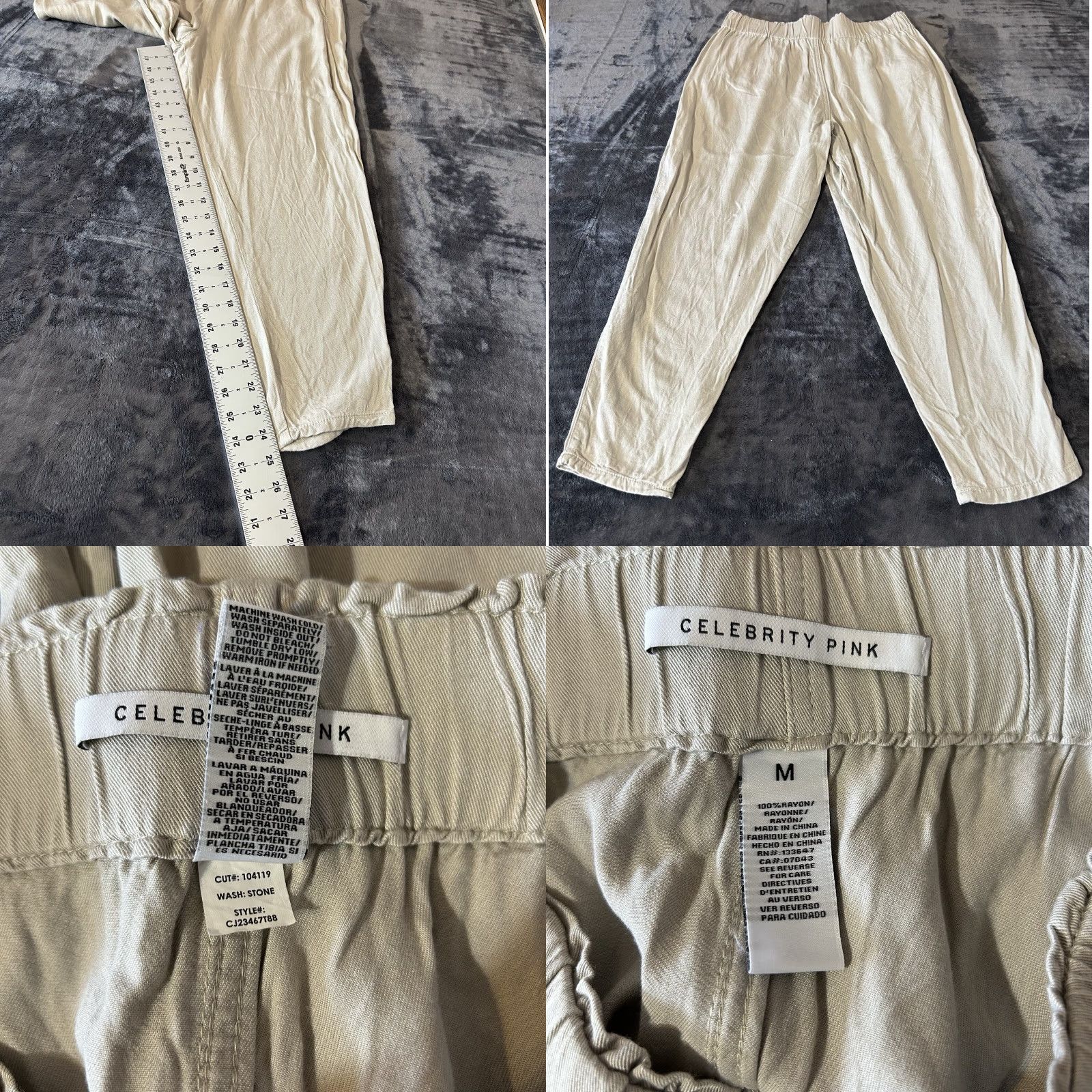 Vintage Celebrity Pink Pants Women Medium Tan Elastic Waist Pull Up Style#CJ23467T88 Size 32" / US 10 / IT 46 - 8 Thumbnail