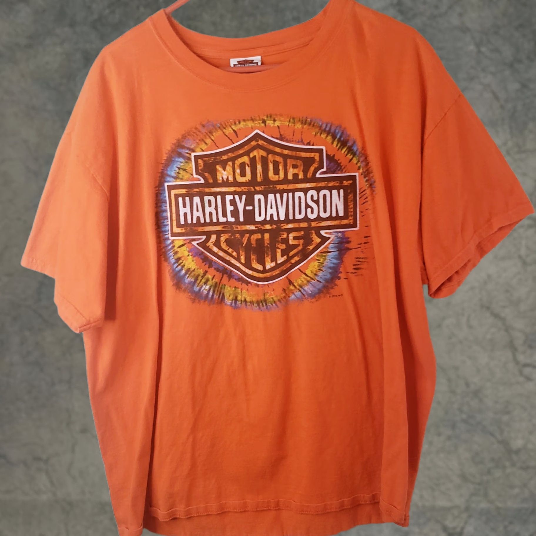Harley Davidson Harley-Davidson Orange Tie Dye Starburst T-Shirt XL Adult Orange Motorcycle Mens Size US XL / EU 56 / 4 - 1 Thumbnail