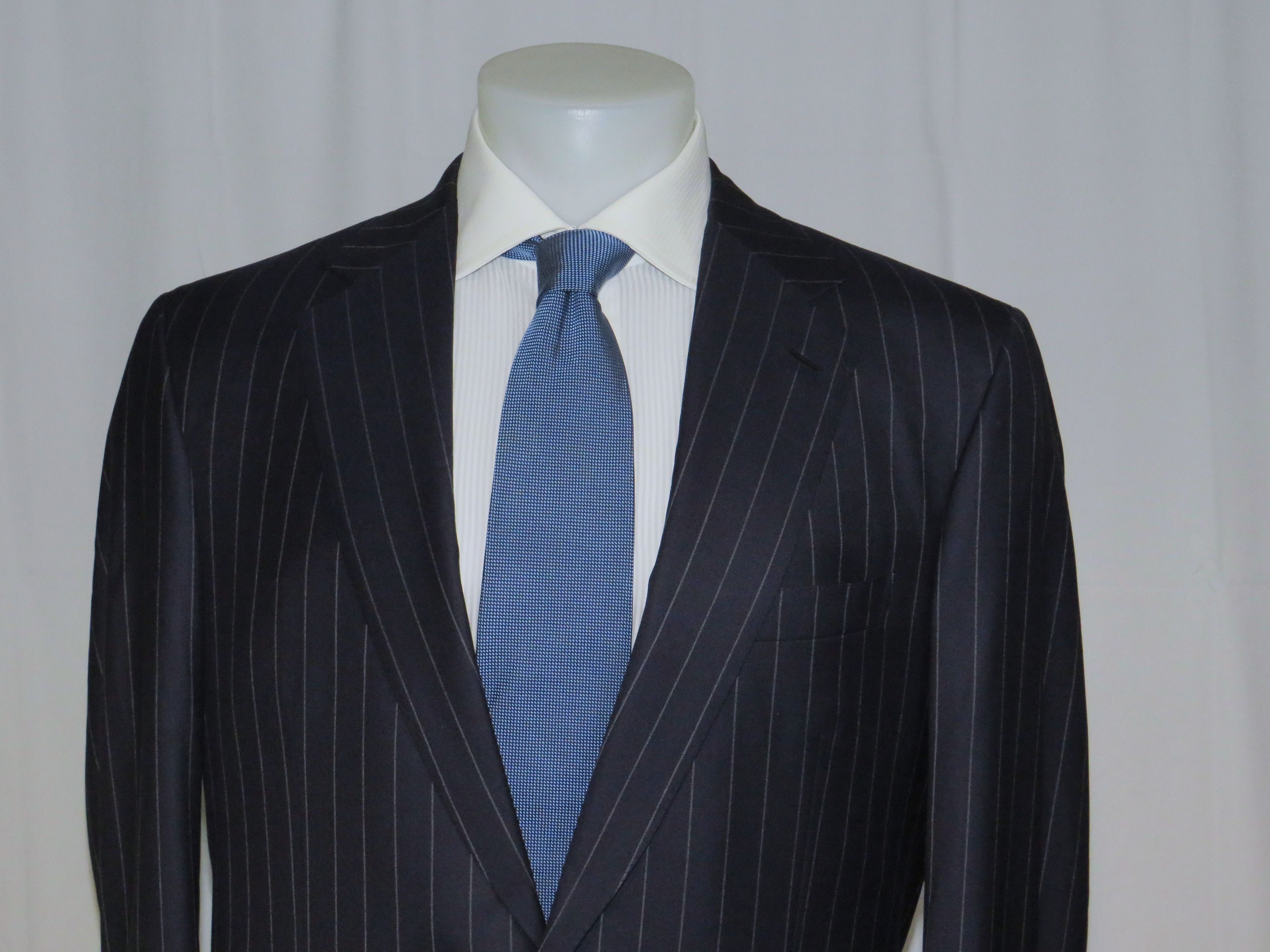 Brioni Super 160 Nomentano Custom Navy Stripe Two Button Suit 42L Size 42L - 4 Thumbnail