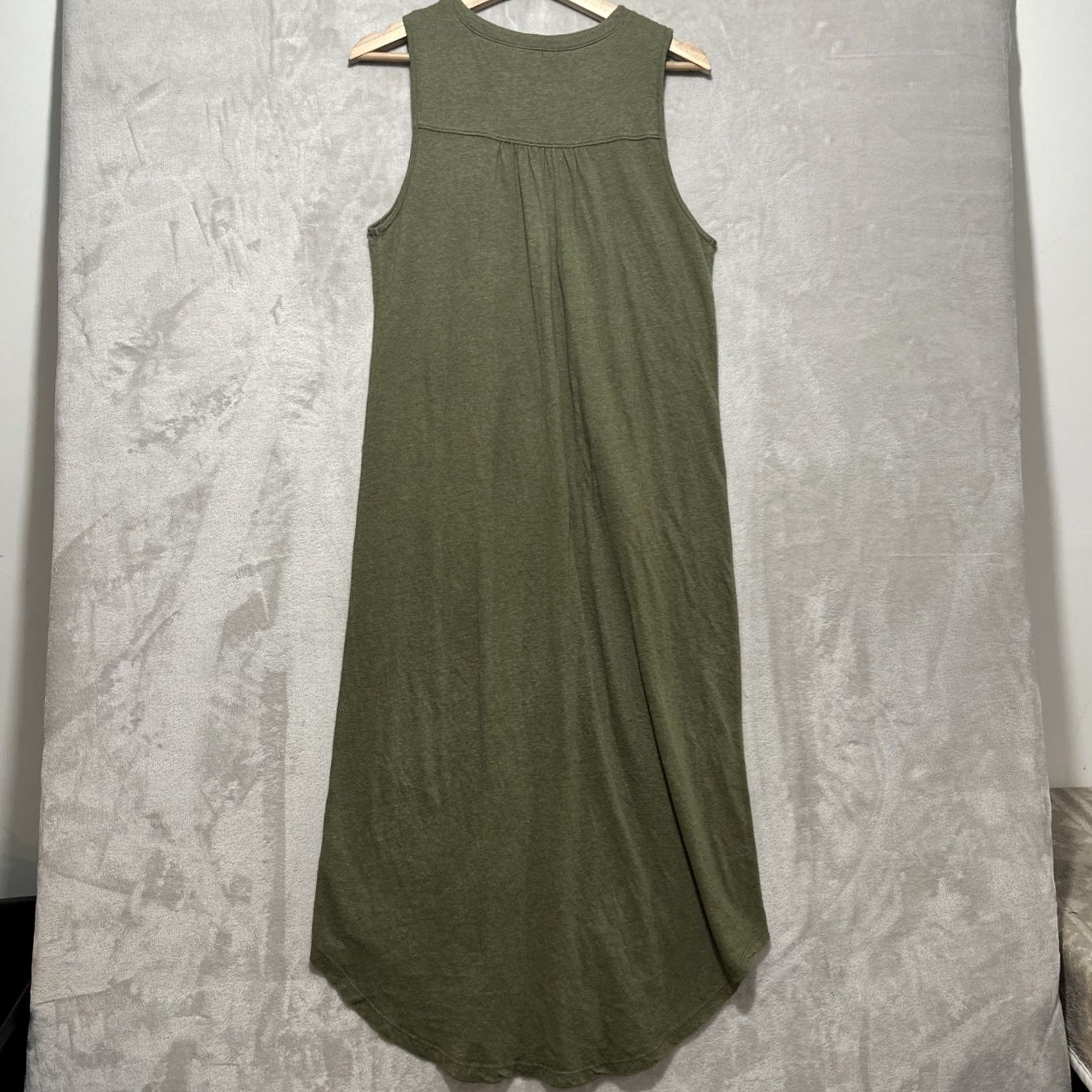 Faherty Faherty Dress Shirt Dress Sleeveless Hemp V-Neck Midi M Green Womens Size M / US 6-8 / IT 42-44 - 2 Thumbnail