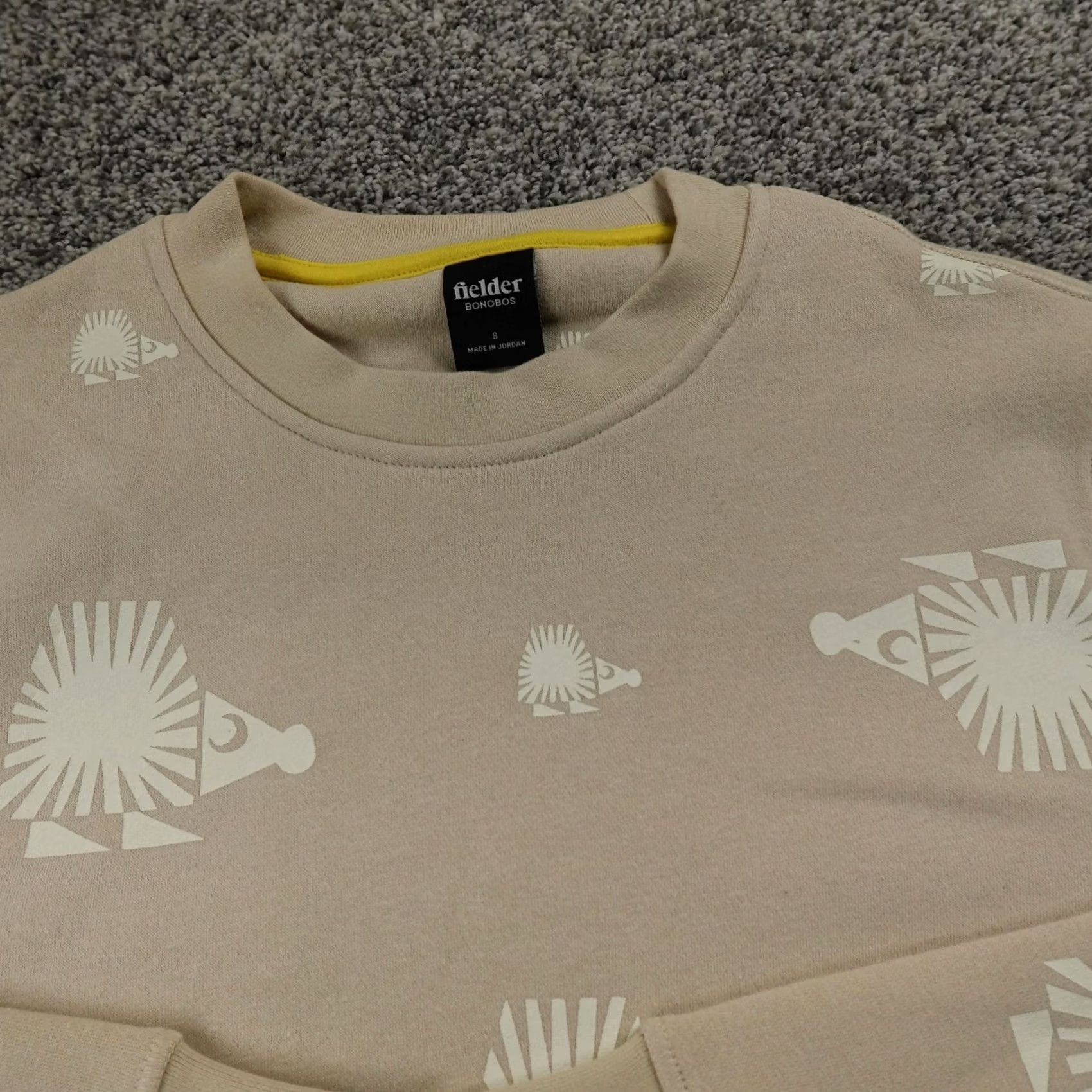 Bonobos Bonobos Sweatshirt Mens S Beige Hedgehog Graphic Pullover Crewneck Fleece Top Size US S / EU 44-46 / 1 - 3 Thumbnail