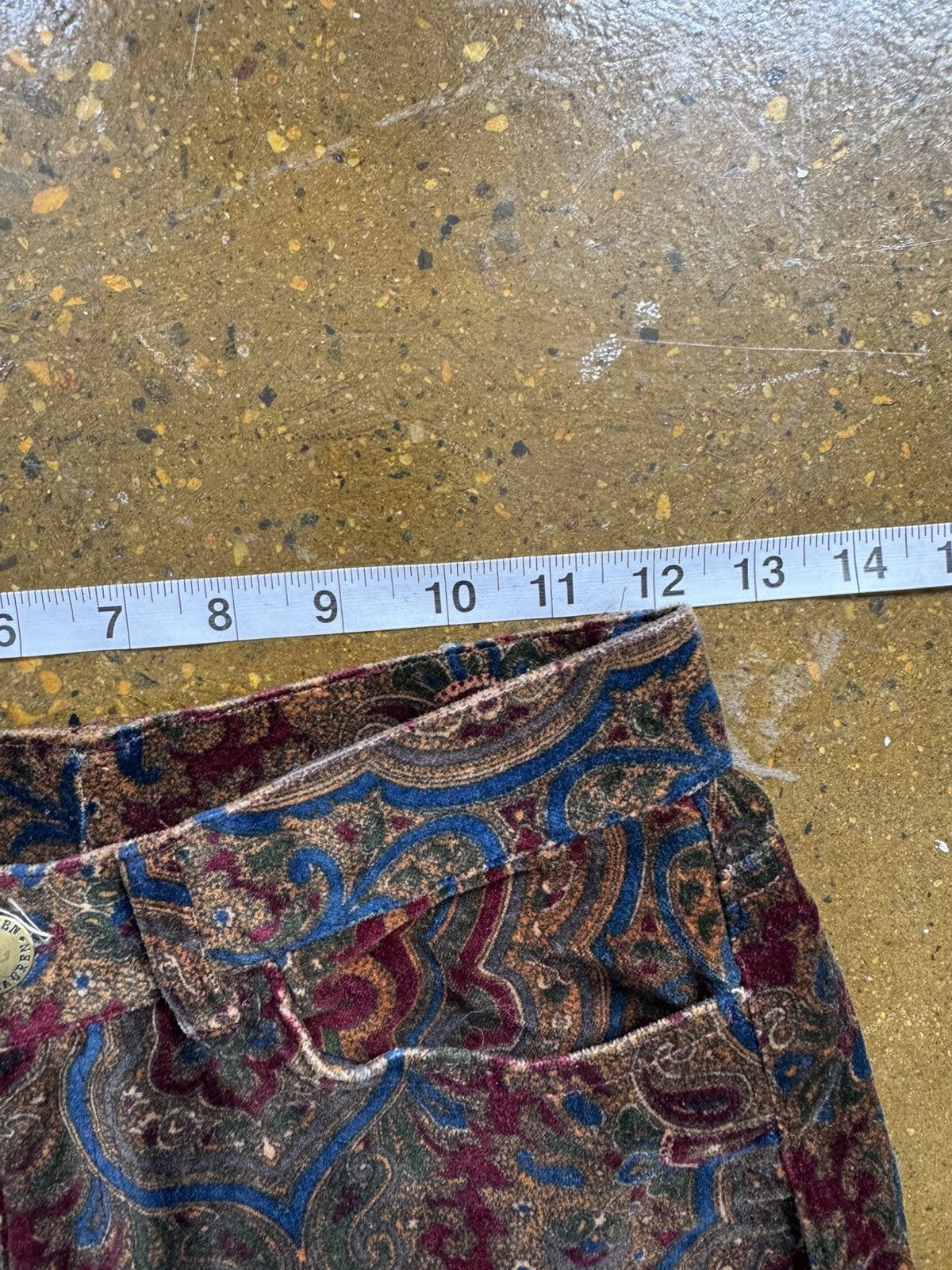 Vintage Brown and blue paisley print corduroy pants Size 24" / US 00 / IT 34 - 2 Thumbnail