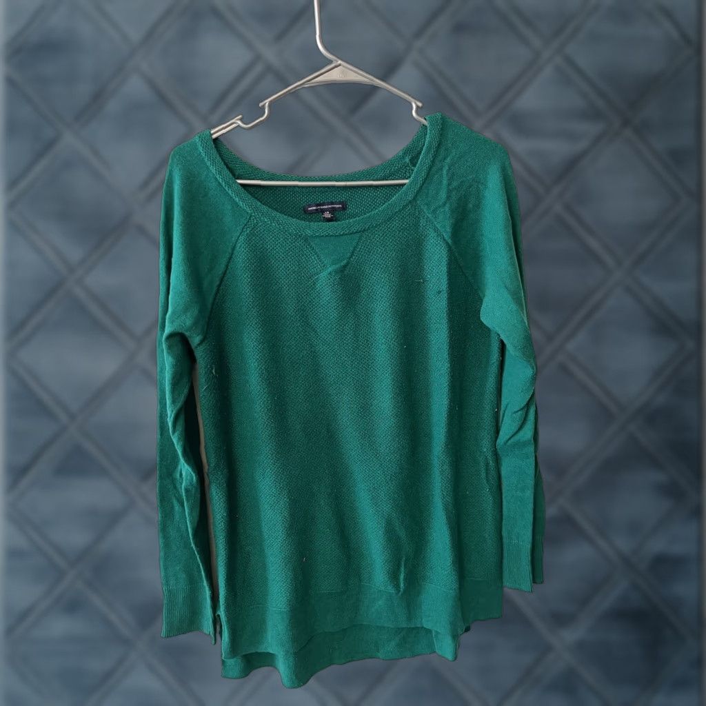 American Eagle Outfitters AMERICAN EAGLE Sweater Womens Large Pullover Knit Round Neck Green Casual Sleeve Long Sleeve Size L / US 10 / IT 46 - 1 Thumbnail