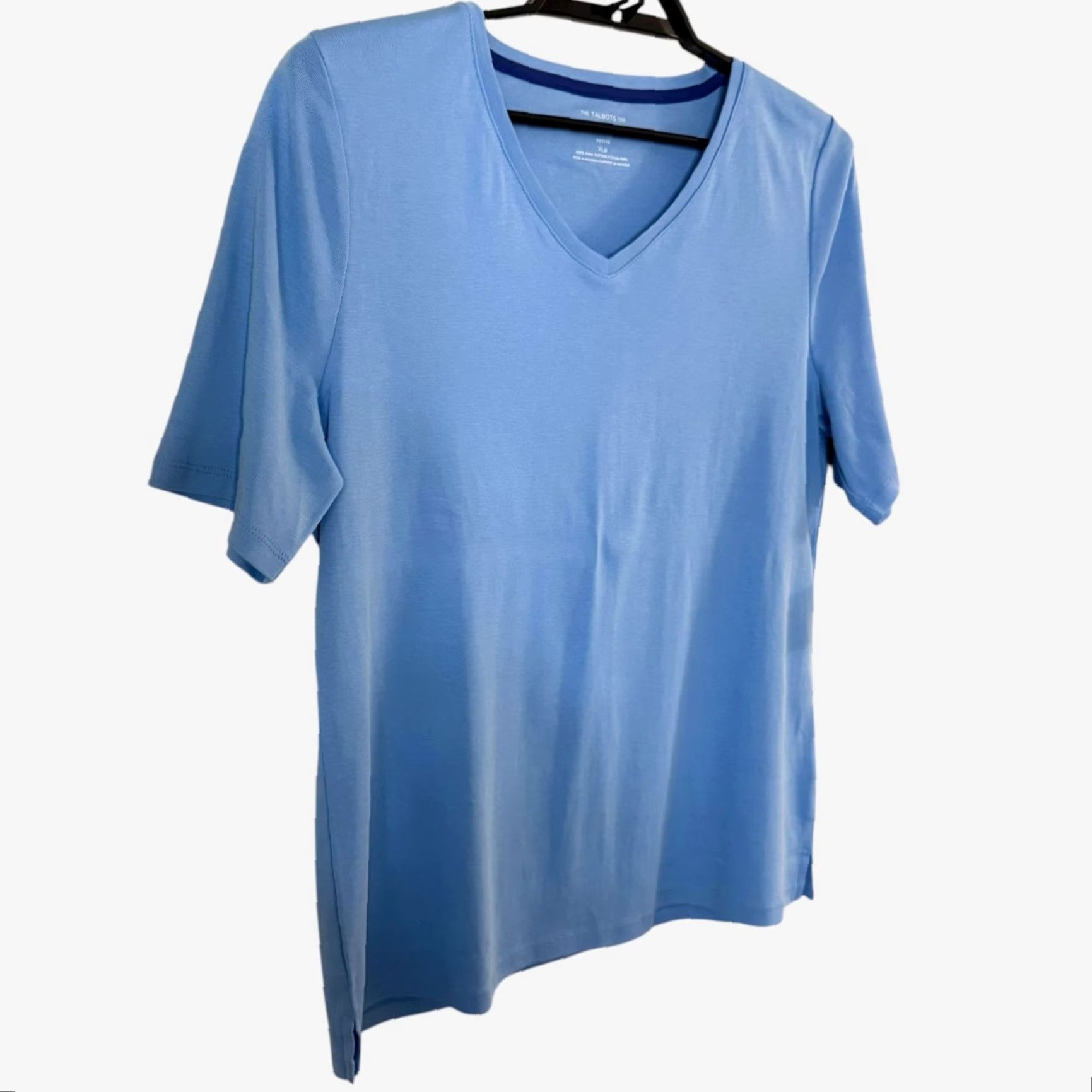 Talbots Talbots T-Shirt Short Sleeve V-Neck Blue 100% Pima Cotton Petite XL New Womens New with Tags Size XL / US 12-14 / IT 48-50 - 3 Thumbnail