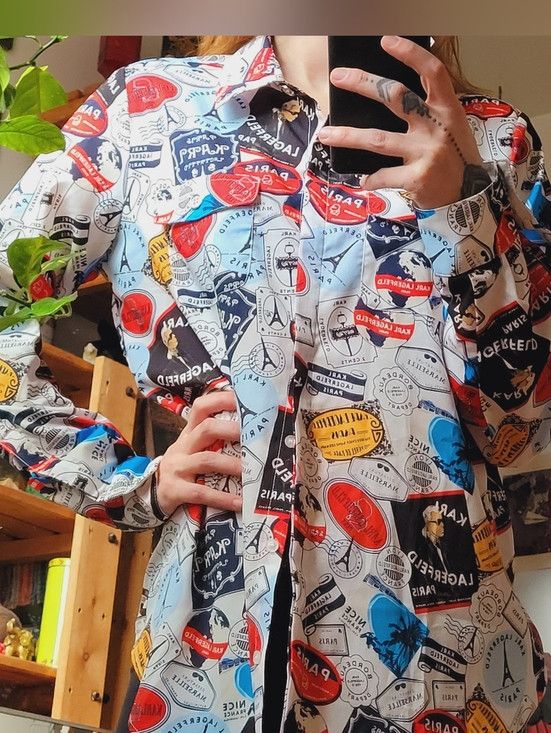 Karl Lagerfeld Karl Lagerfeld Allover Print Button Down Shirt Blouse - M Size M / US 6-8 / IT 42-44 - 2 Thumbnail