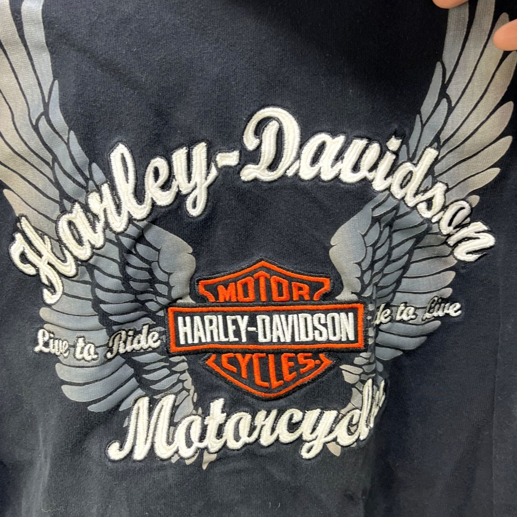 Harley Davidson Vintage Harley-Davidson Wings Zip Hoodie Womens 2XL Black Fleece Logo Full Zip Hooded Crew Neck Regular Sleeve Long XW2020s Women Gender Mens Womens Size XXL / US 16-18 / IT 52-54 - 5 Thumbnail