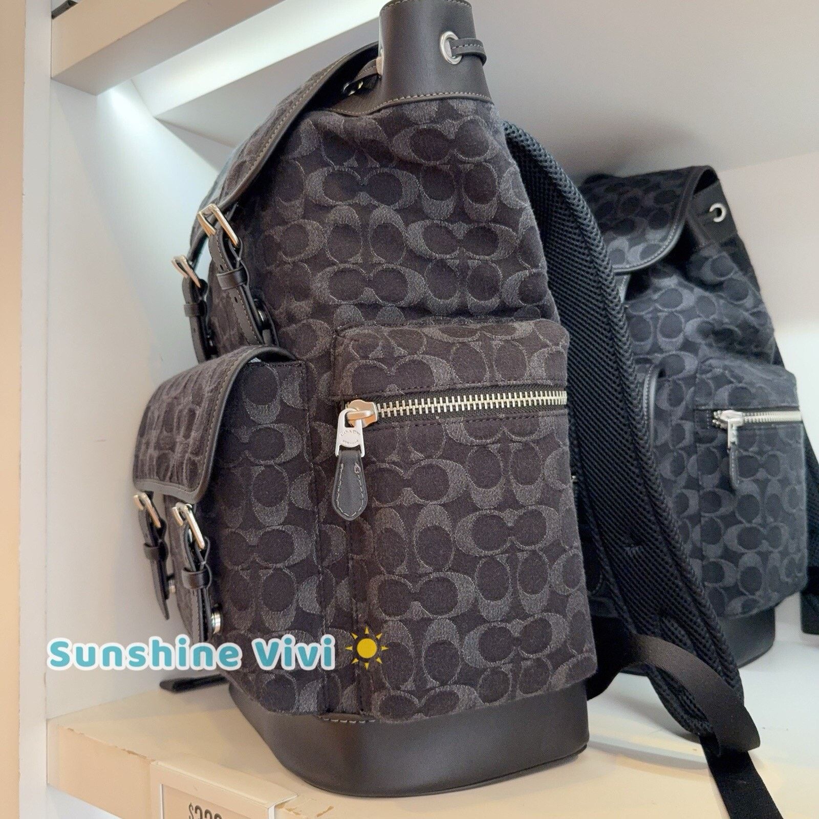Coach NWT Coach Sprint Backpack Signature Denim CAJ57 Silver Black Size ONE SIZE - 2 Thumbnail