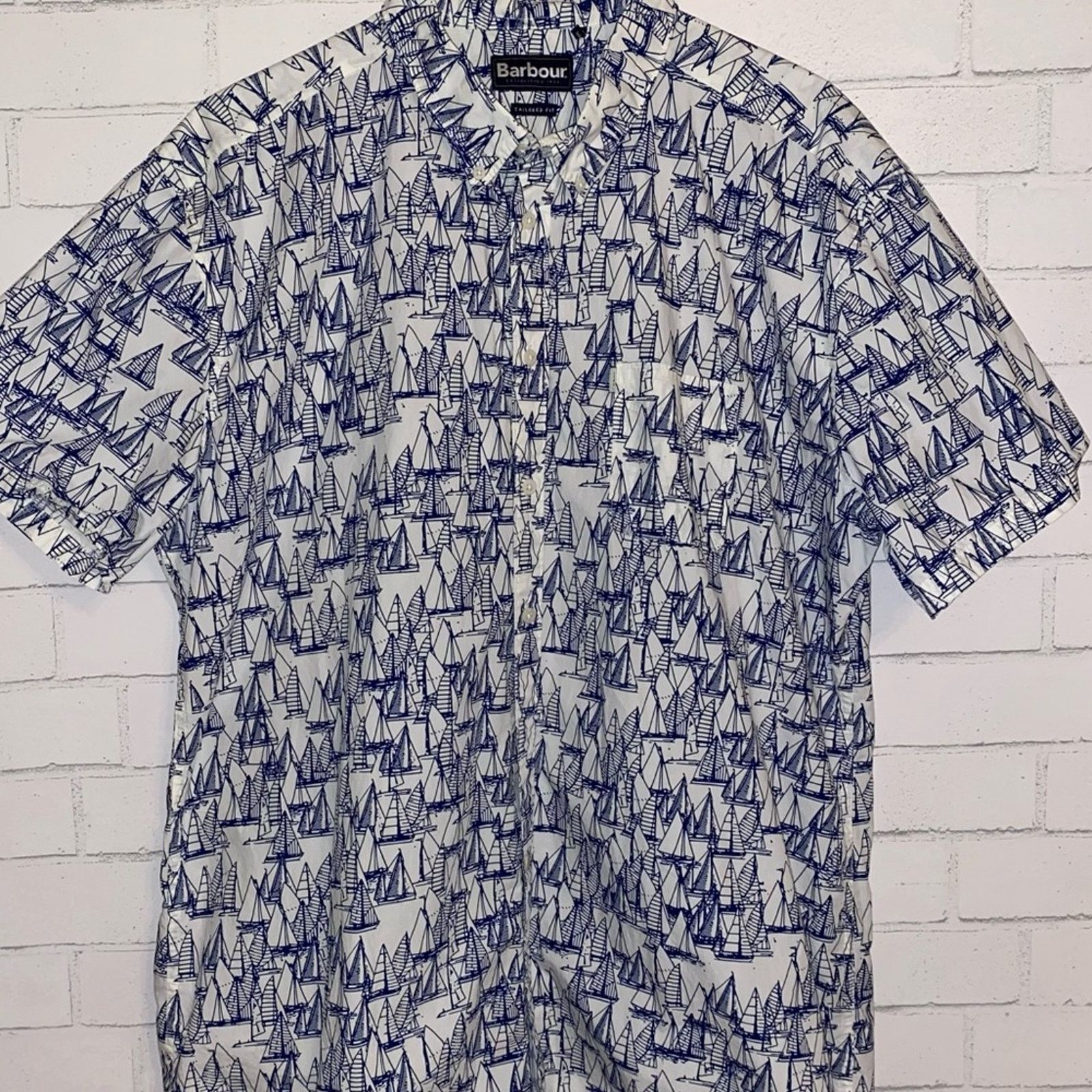 Barbour Barbour $129 Mens Sailboat Print Short Sleeve Shirt XL Size US XL / EU 56 / 4 - 2 Thumbnail