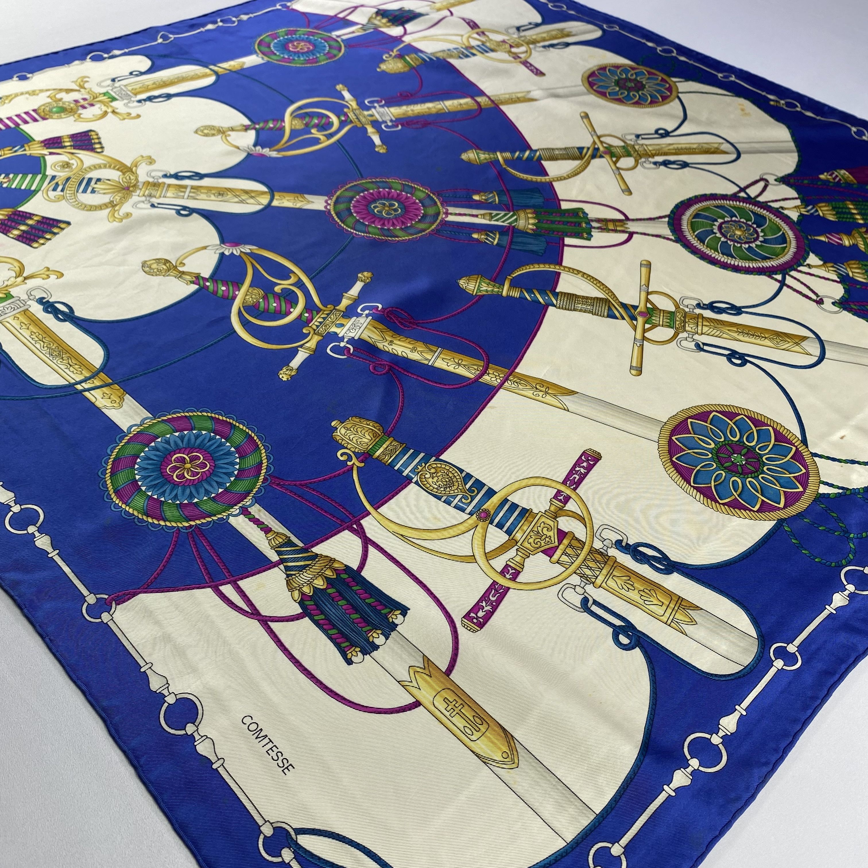 Vintage Vintage Italian Comtesse Silk Scarf SS038 Size ONE SIZE - 2 Thumbnail