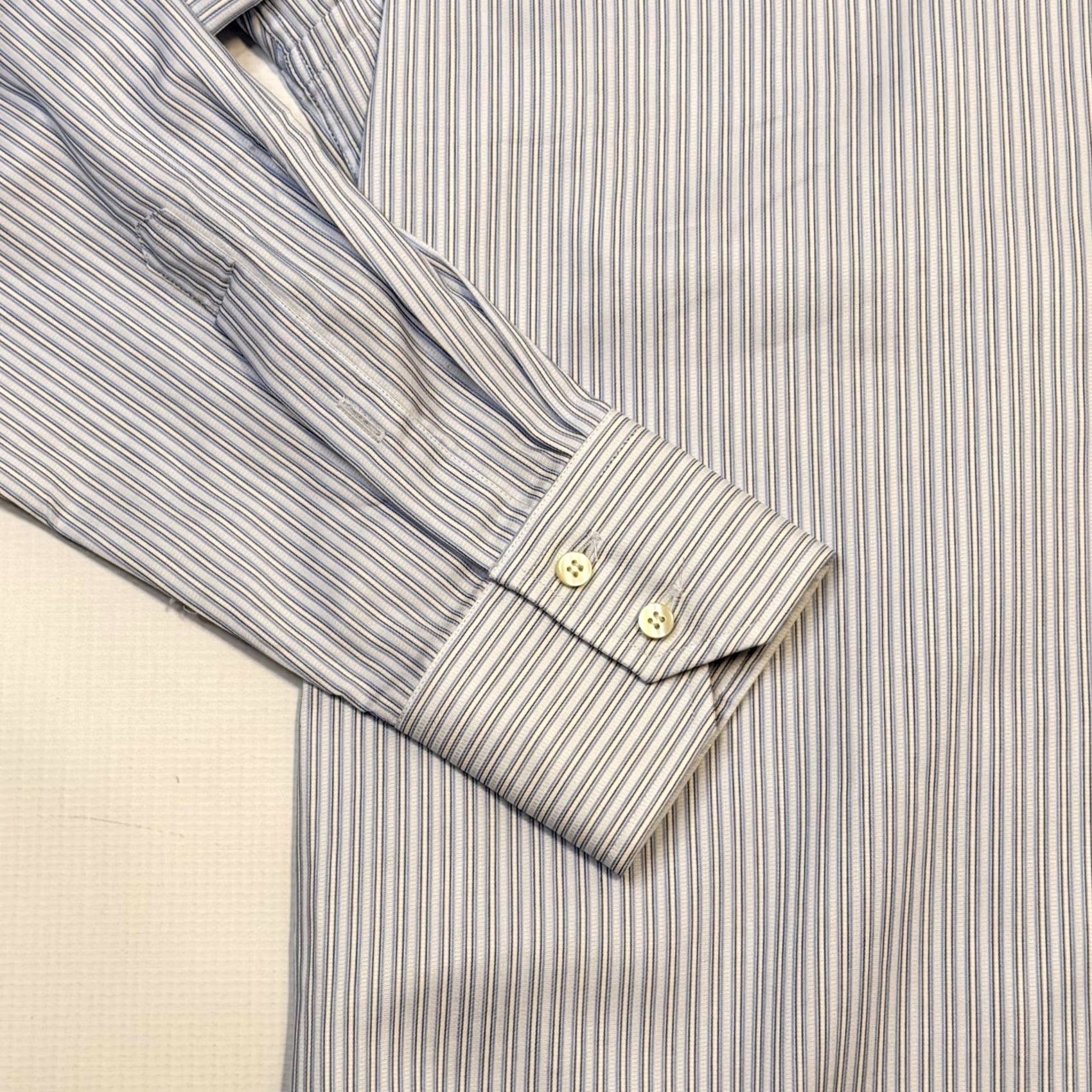Missoni Missoni Dress Shirt Mens 16.5 Blue Stripe 100% Cotton Button Front Long Sleeve Shirt Size 46R - 2 Thumbnail