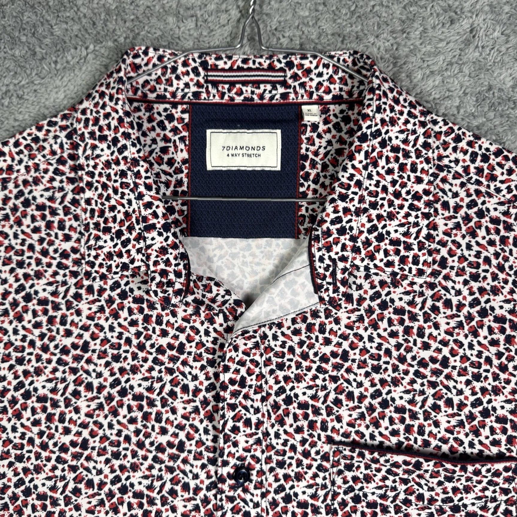 Vintage 7 Diamonds Shirt Mens XL 4-Way Stretch Brushstroke Woven Short Sleeve Casual Size US XL / EU 56 / 4 - 4 Thumbnail