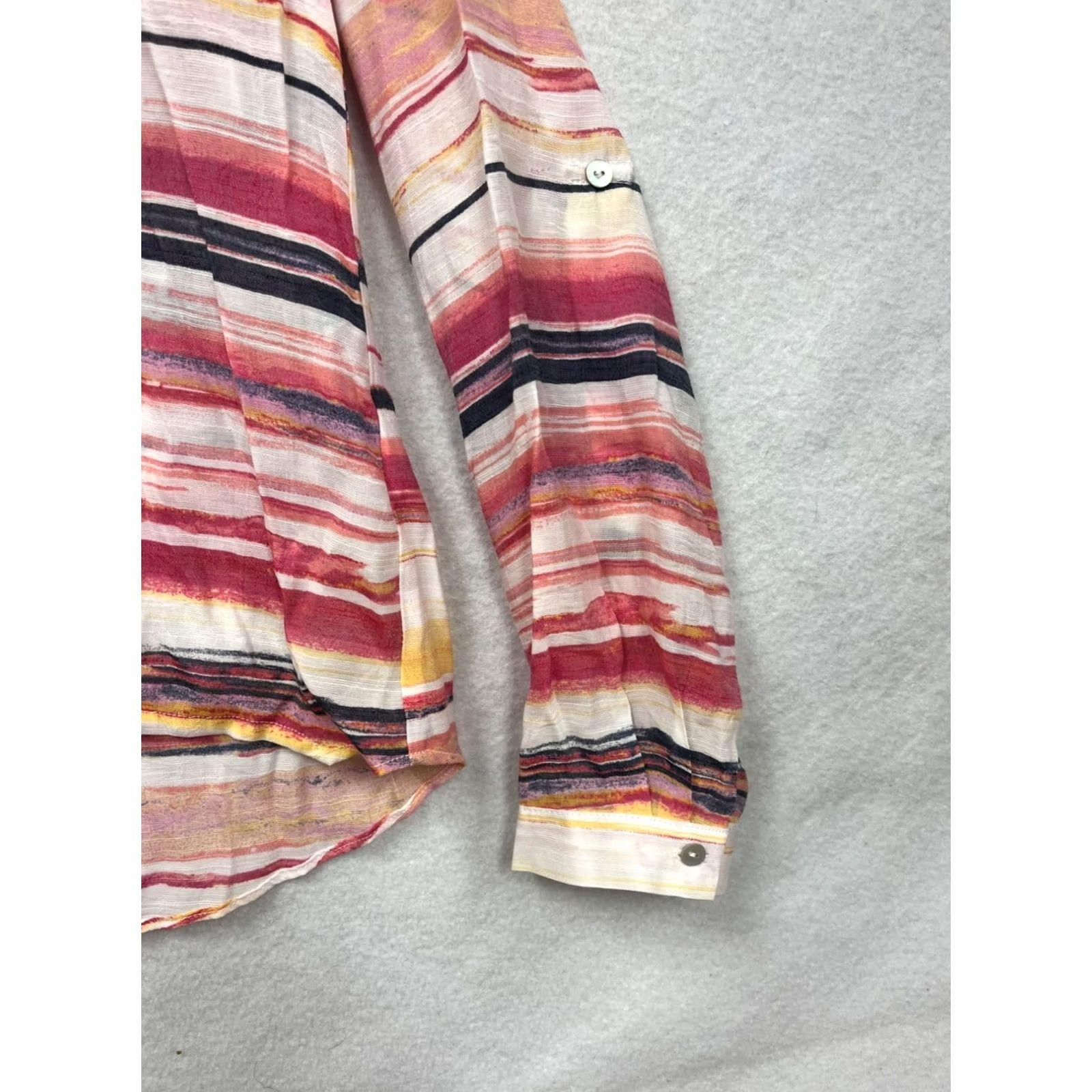 Hope Hope & Harlow Womens M Striped Button-Up Blouse Multicolor, Lightweight, Casual, Button-Up Front, Long Sleeve, Relaxed Fit, Pre-Owned Like New Size M / US 6-8 / IT 42-44 - 5 Thumbnail