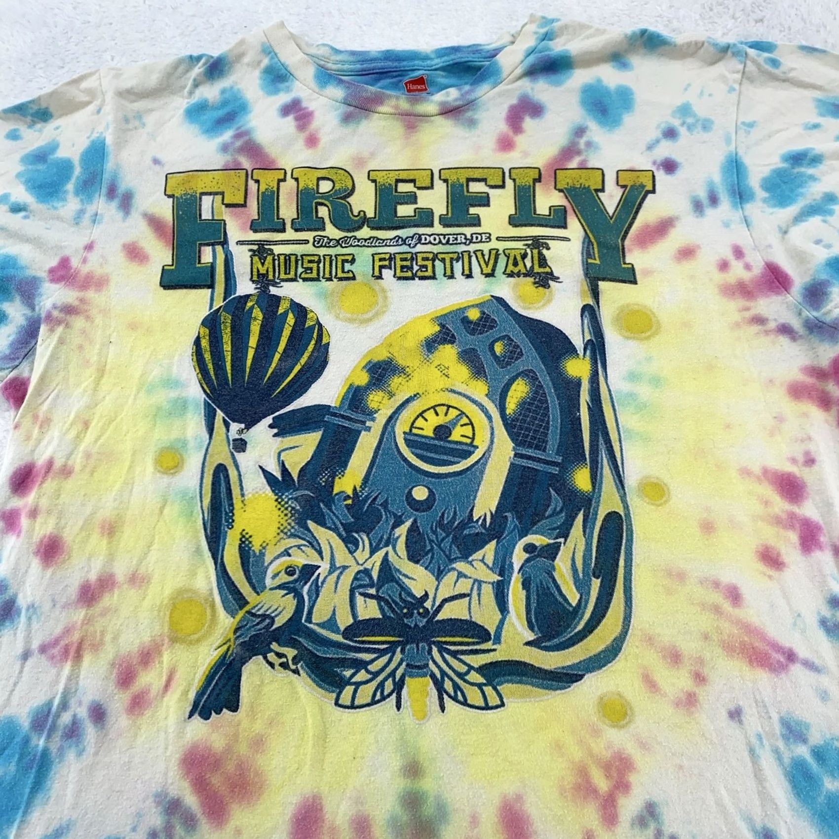 Hanes Firefly Music Festival T-Shirt Mens Medium Tie Dye 2016 Lineup Rock Concert Hanes 100% Cotton Crew Neck Short Sleeve Multicolor Graphic Print Size US M / EU 48-50 / 2 - 2 Thumbnail