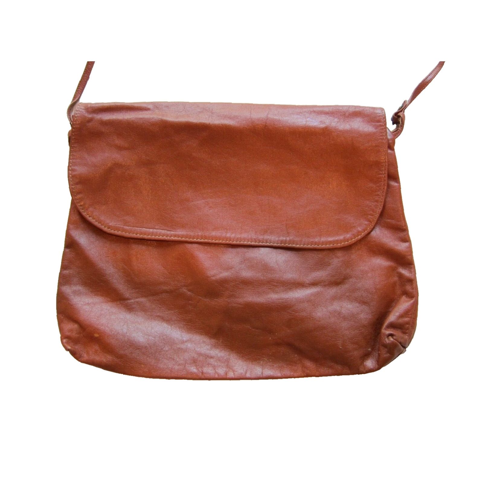 Vintage Vintage Arlin Crossbody Satchel Bag 100% Leather 11" 8.5" 17" strap drop Small Tan Brown Zip Purse Bag Size ONE SIZE - 5 Thumbnail