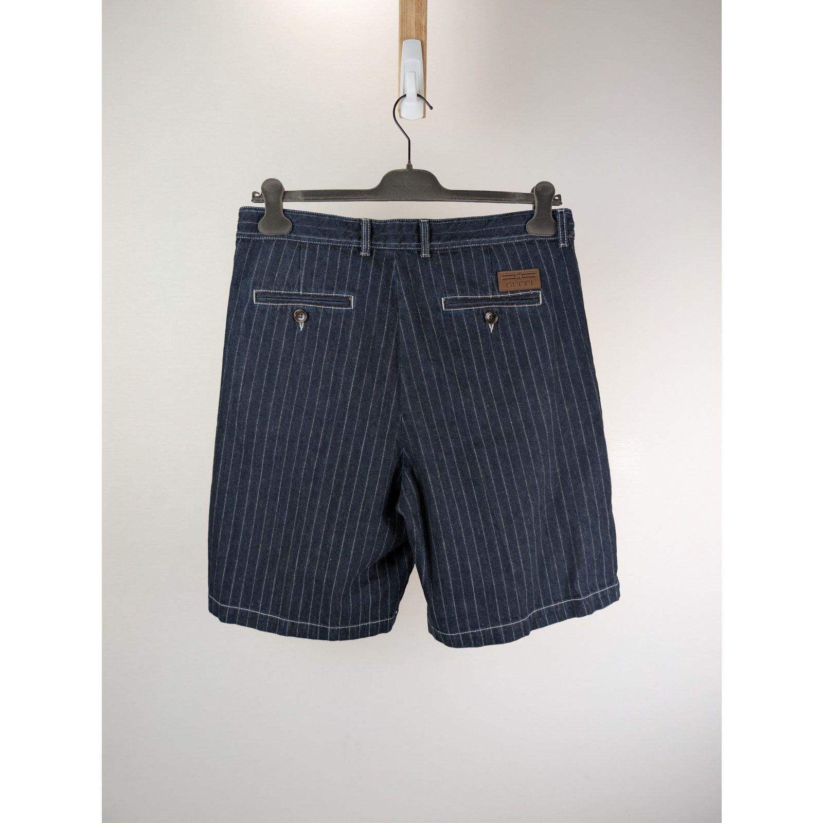 Gucci o1rshd1 Bermuda Eco Washed Striped Cotton Short in Dark Blue Size US 34 / EU 50 - 8 Thumbnail
