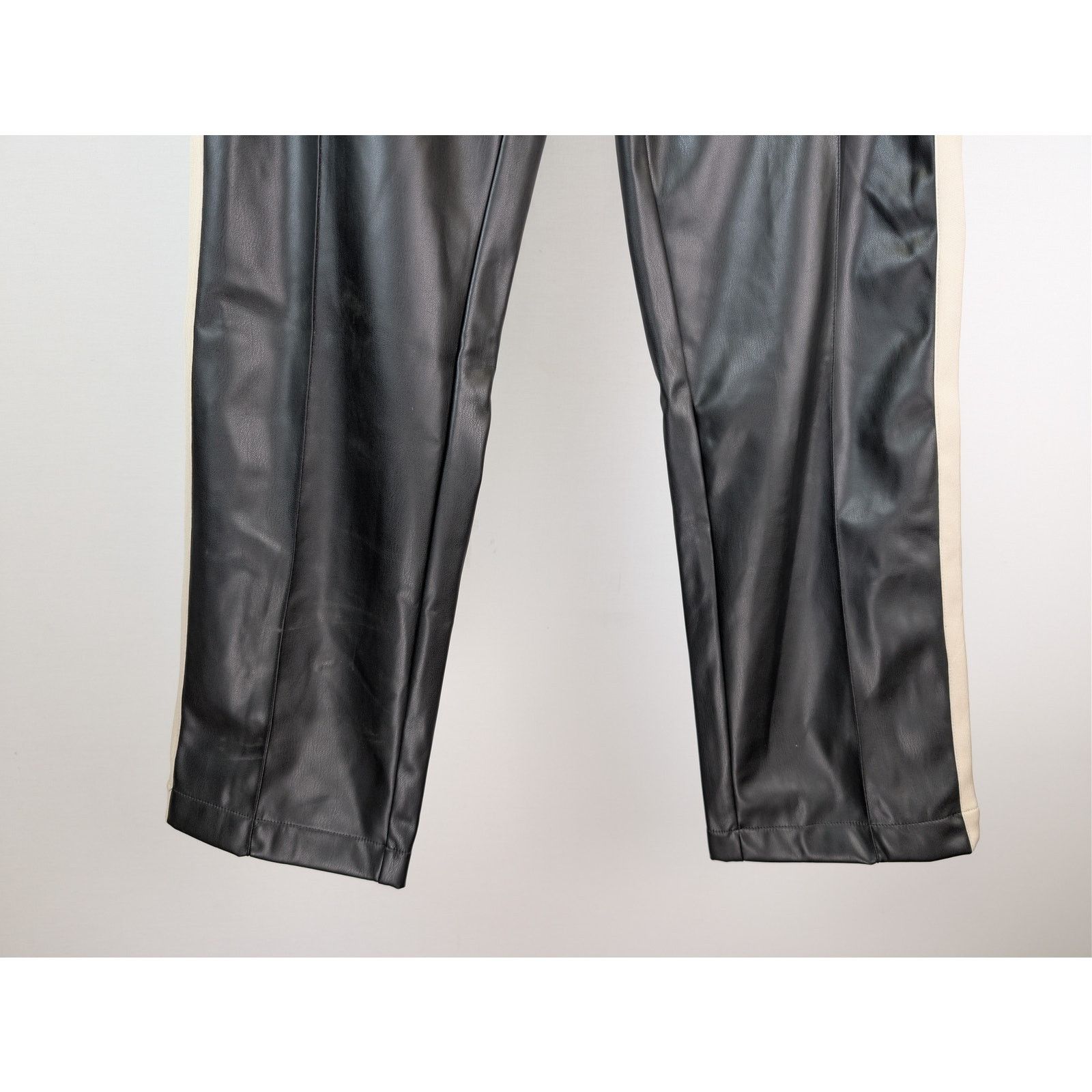 Palm Angels o1rshd1 Leather Effect Track Pants in Black / Off White Size US 34 / EU 50 - 4 Thumbnail