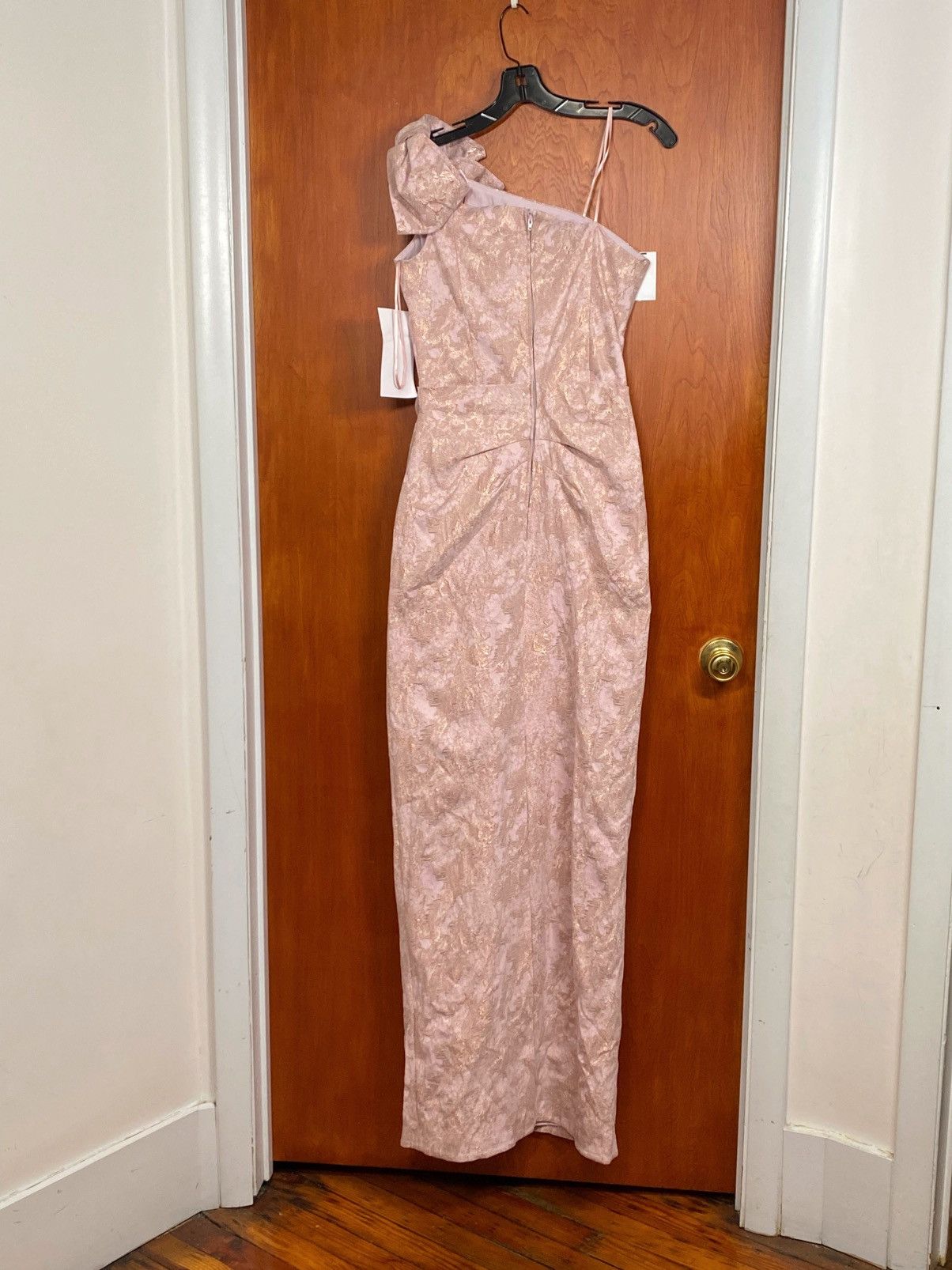 Other Teri Jon Metallic Jacquard One-Shoulder Column Gown size 10 Size L / US 10 / IT 46 - 6 Thumbnail