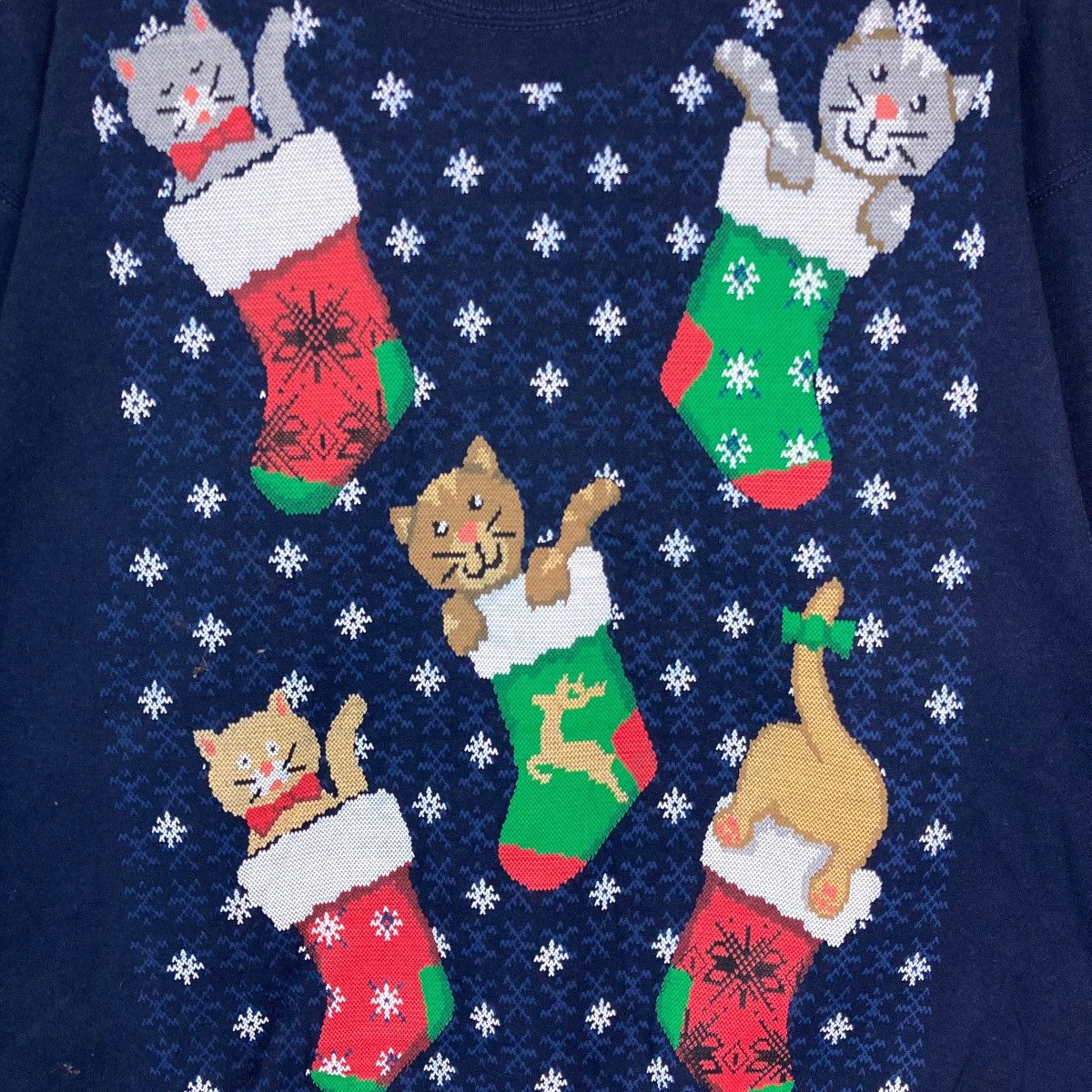 Jerzees Vintage Jerzees Kitty Merry Christmas Pullover Jumper Size US L / EU 52-54 / 3 - 3 Thumbnail
