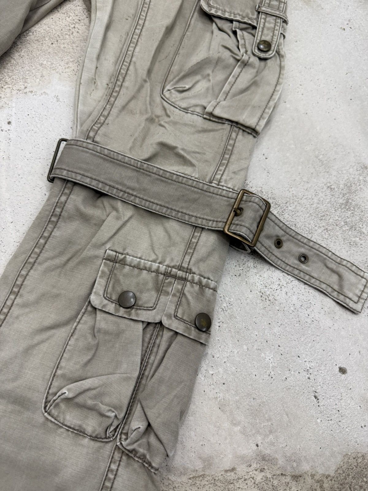 Issey Miyake × Tete Homme Tete Homme Japan Two Tones Faded Bondage Cargo Flared Pants Size US 30 / EU 46 - 5 Thumbnail