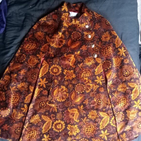Other Vintage Denmark's Floral Chenille Pattern Wool Cape Cloak Size XL / US 12-14 / IT 48-50 - 2 Thumbnail