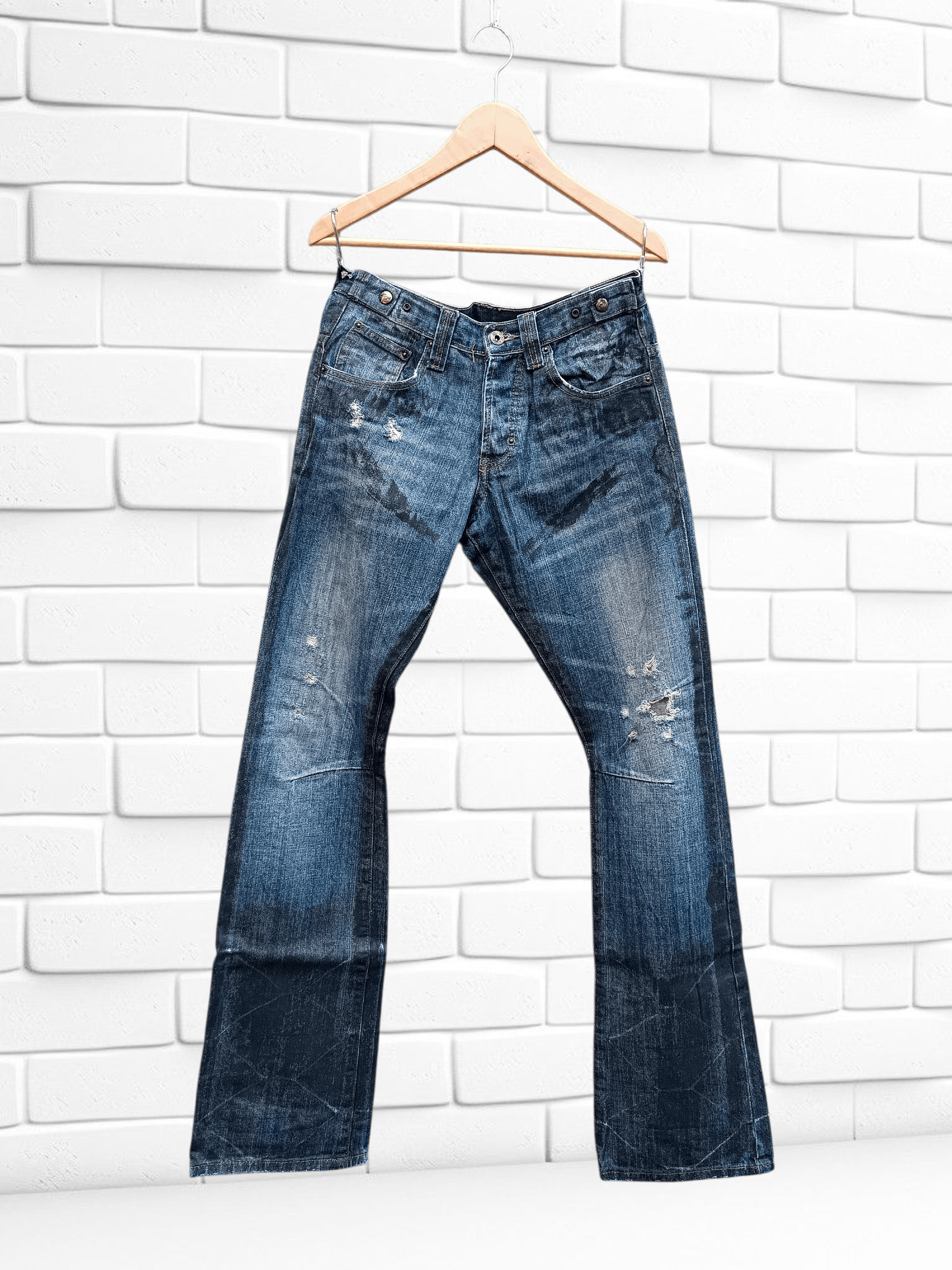 Japanese Brand Vintage Prps Noir Denim Distressed Waxed Coat Jeans Size US 28 / EU 44 - 1 Thumbnail