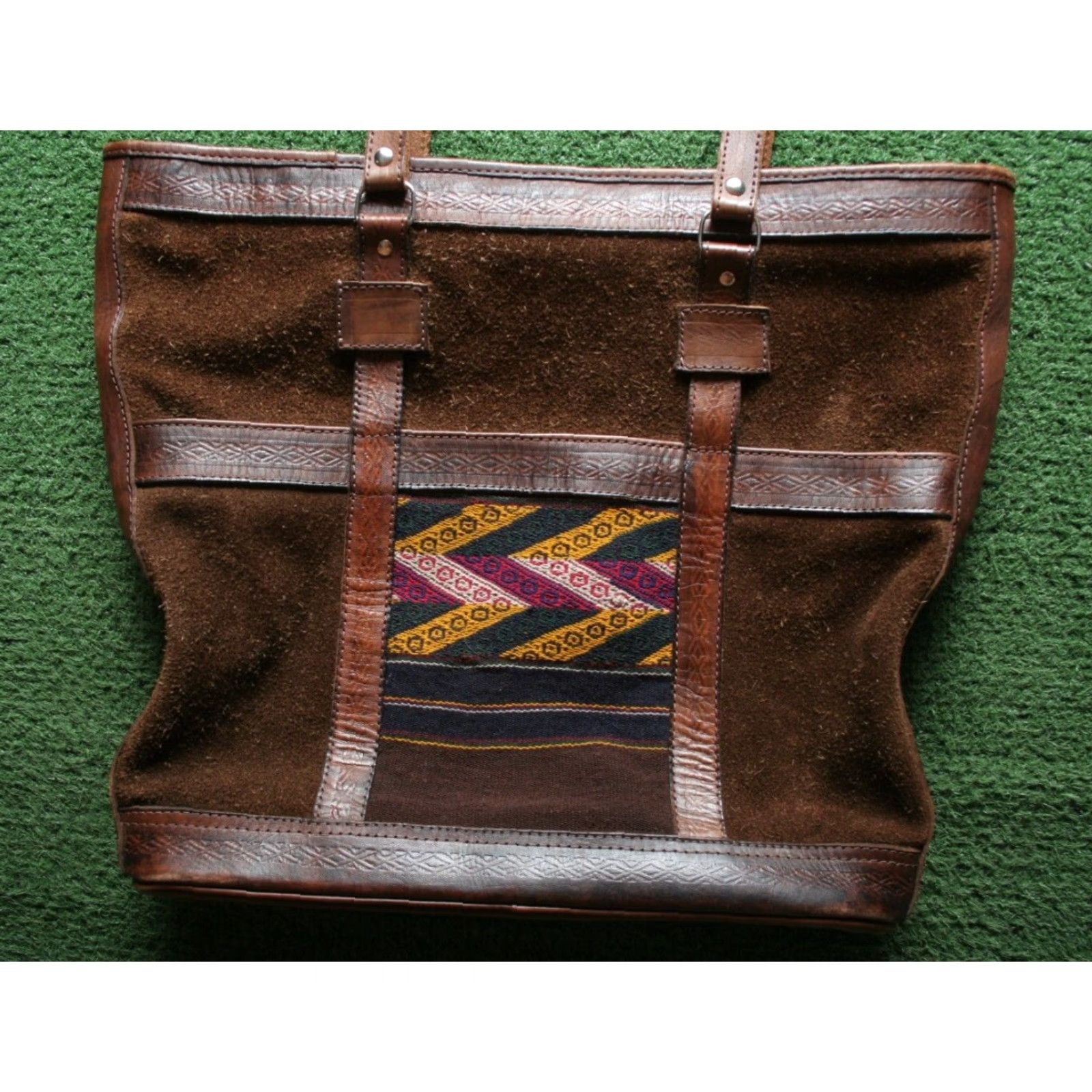 Vintage VINTAGE Bolivian Suede, Tooled Leather & Tapestry Slim Shoulder Tote Bag Size ONE SIZE - 2 Thumbnail