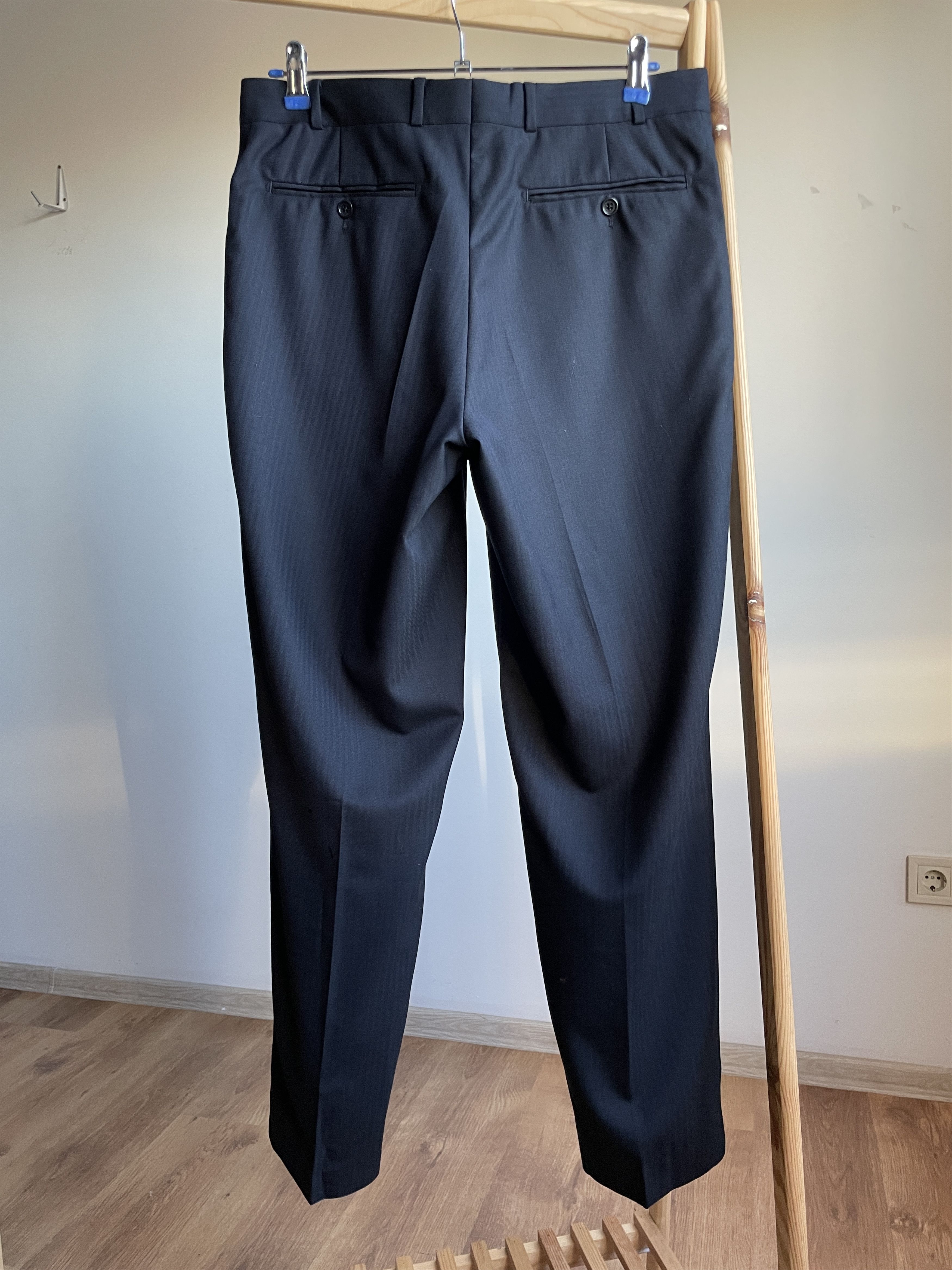 SCABAL Scabal Herringbone Wool 3 Button Wool Navy Suit Size EUR 50 Size 40R - 12 Thumbnail