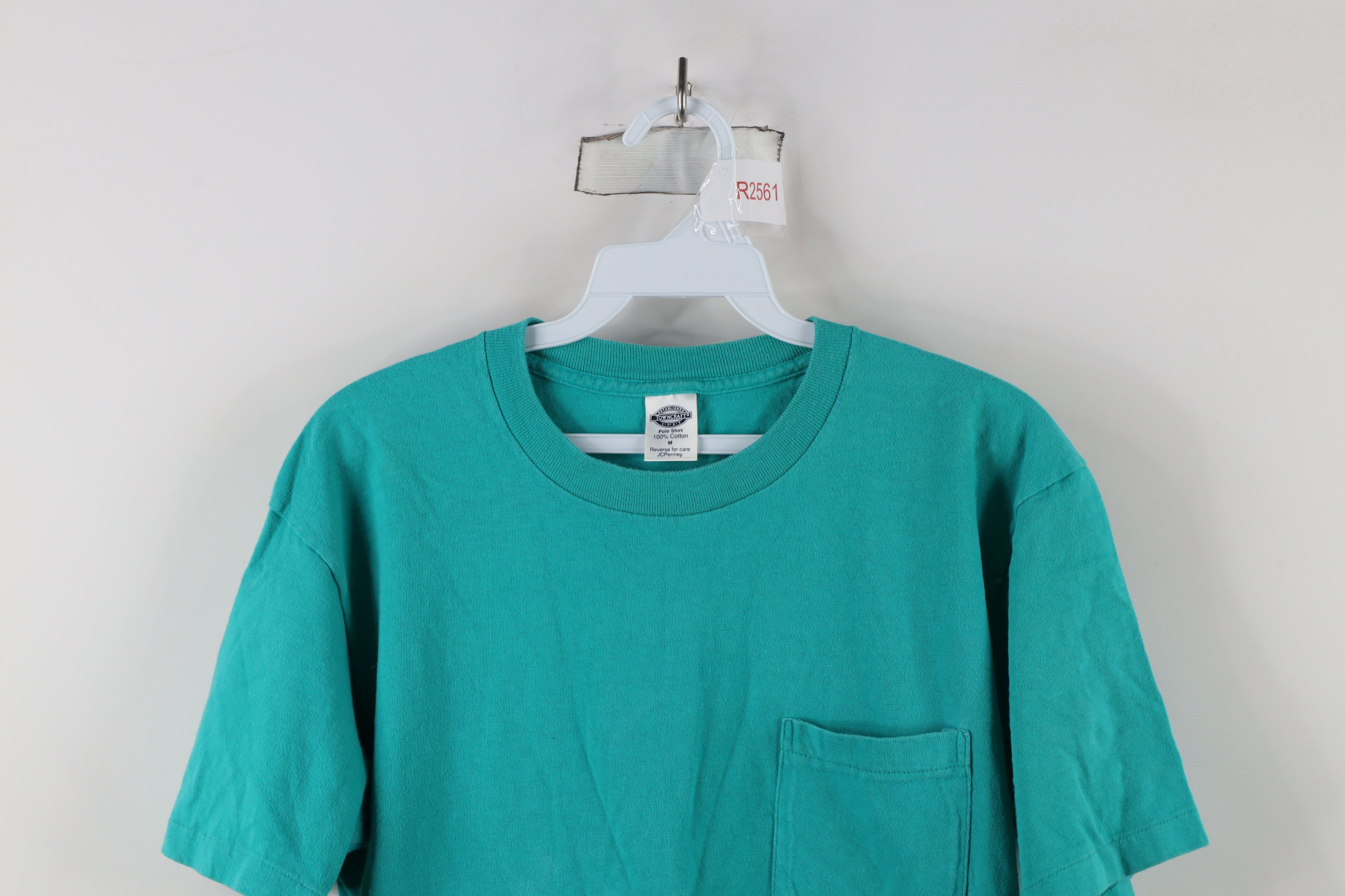 Vintage Vintage 90s Streetwear Blank Pocket T-Shirt Teal Cotton USA Size US M / EU 48-50 / 2 - 2 Thumbnail