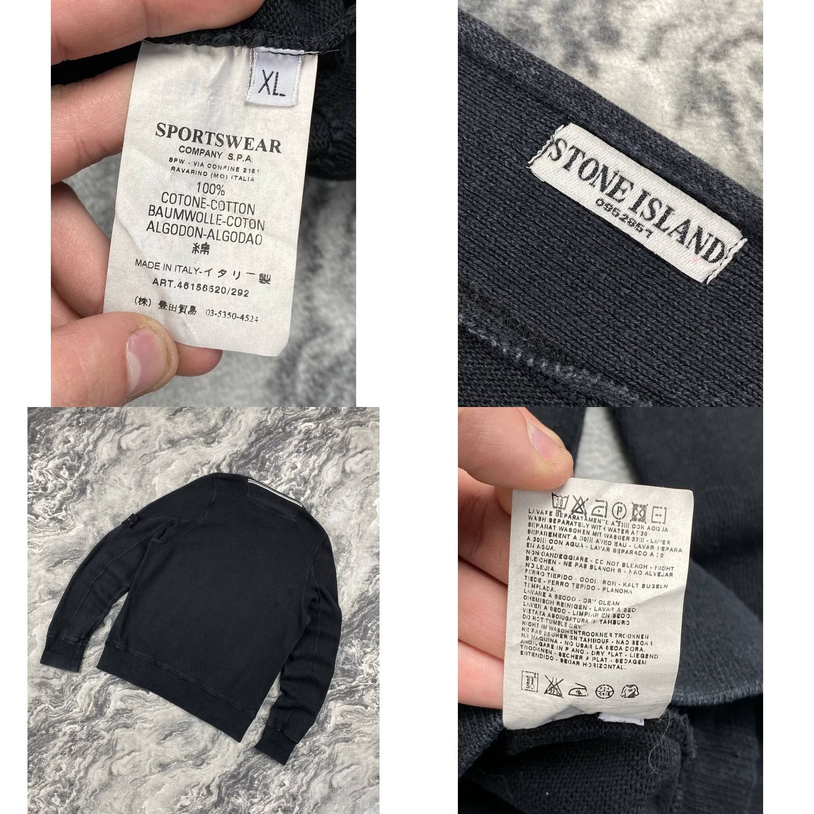 Stone Island VINTAGE Stone Island Sweatshirt Men XL Black Logo Crew Neck Pullover Size US XL / EU 56 / 4 - 8 Thumbnail
