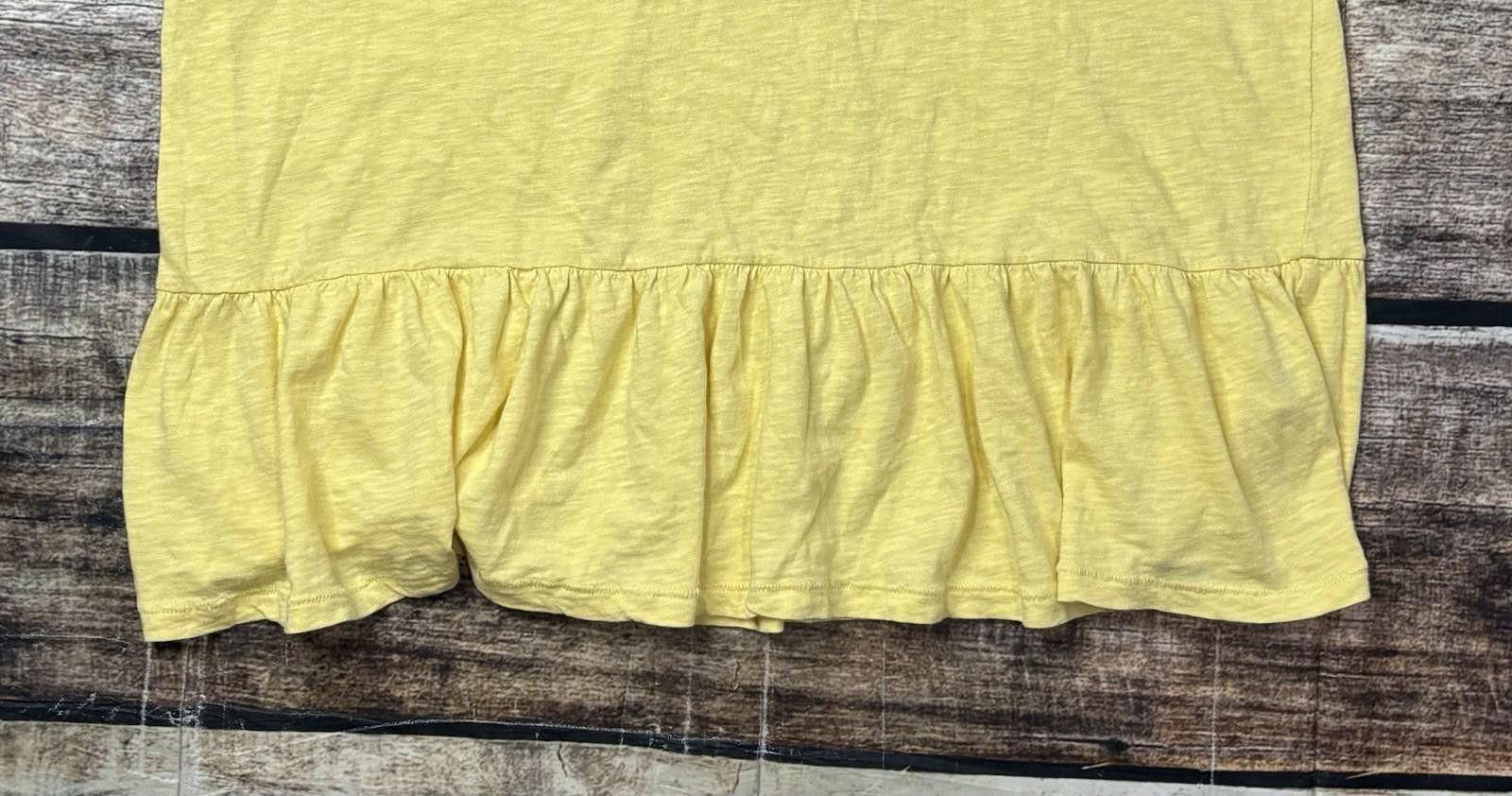 Other Caslon Top Womens Large Organic Cotton Ruffle Hem Yellow Size L / US 10 / IT 46 - 5 Thumbnail