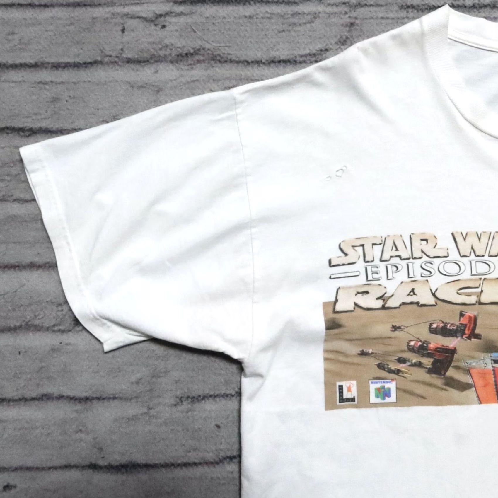Jerzees Vintage Star Wars Episode 1 Racer Video Game Shirt XL White Mens Shirt Size US XL / EU 56 / 4 - 4 Thumbnail