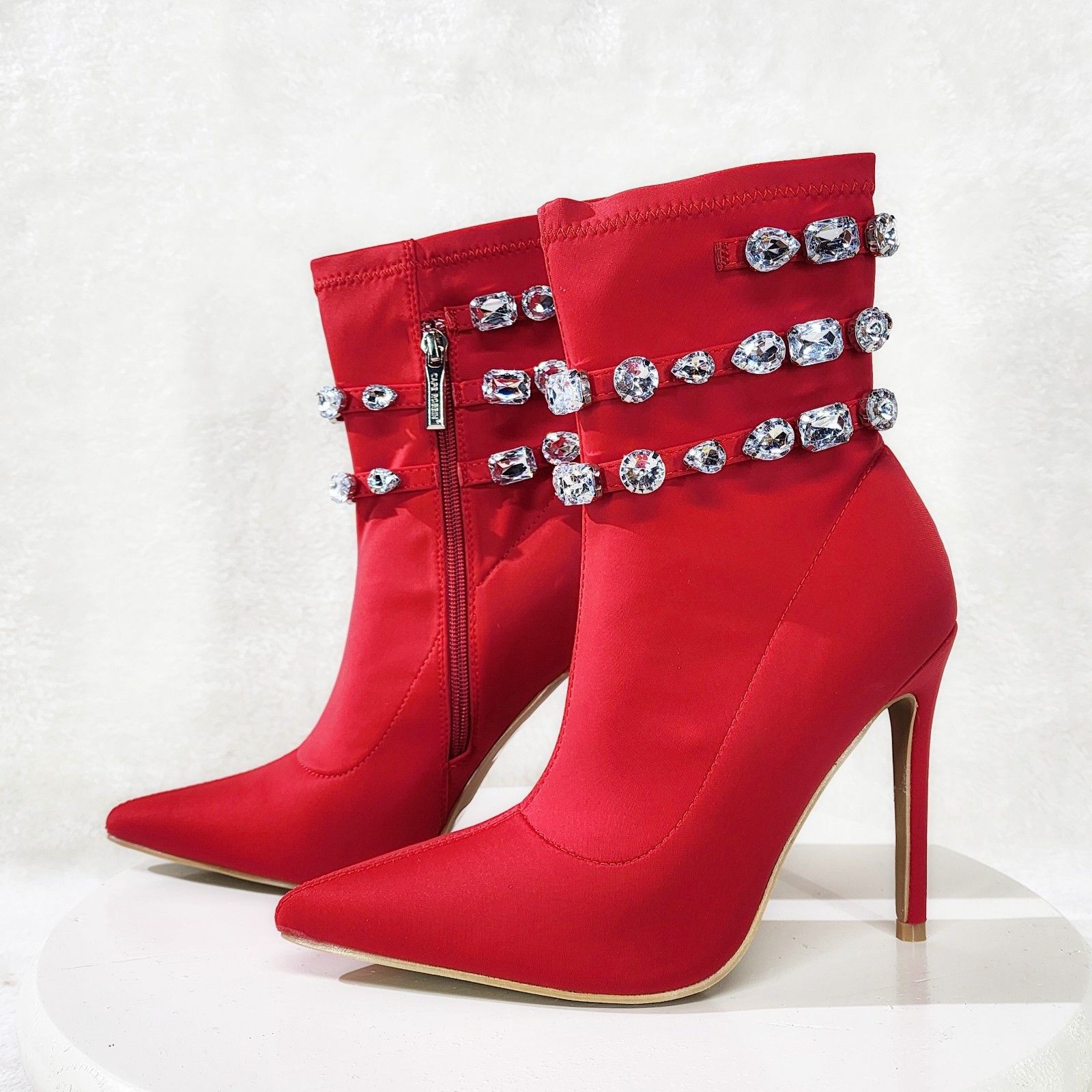 Other Allure Sexy Stiletto High Heels Red Stretch Ankle Boot Chels Size US 6 / IT 36 - 5 Thumbnail